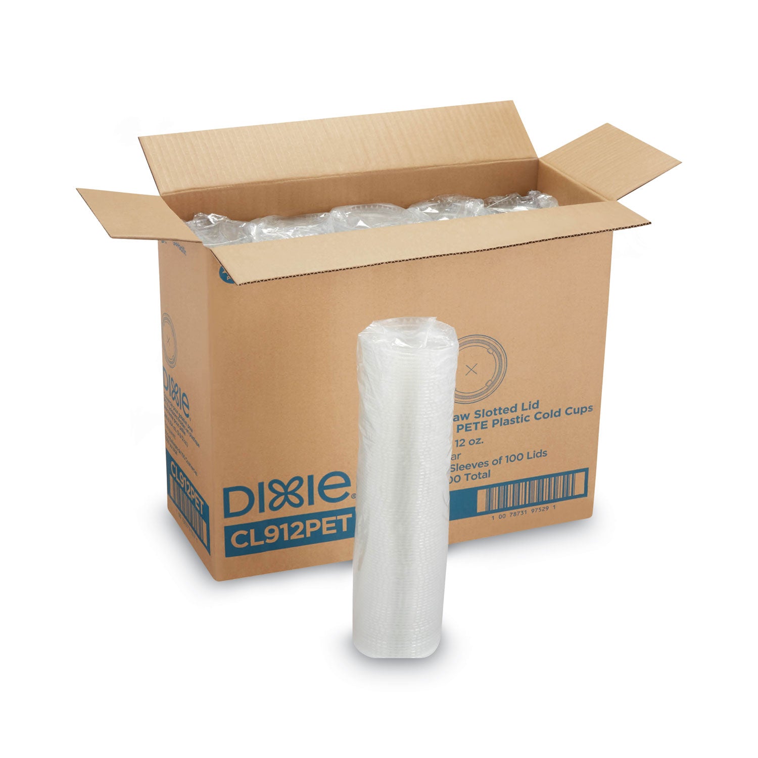 Dixie® Cold Drink Cup Lids, Fits 9 oz to 12 oz Cold Cups, Plastic, Clear, 100/Sleeve, 10 Sleeves/Carton