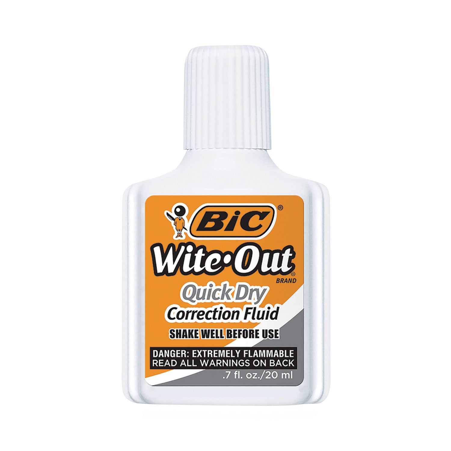 BIC® Wite-Out Quick Dry Correction Fluid, 20 mL Bottle, White, Dozen