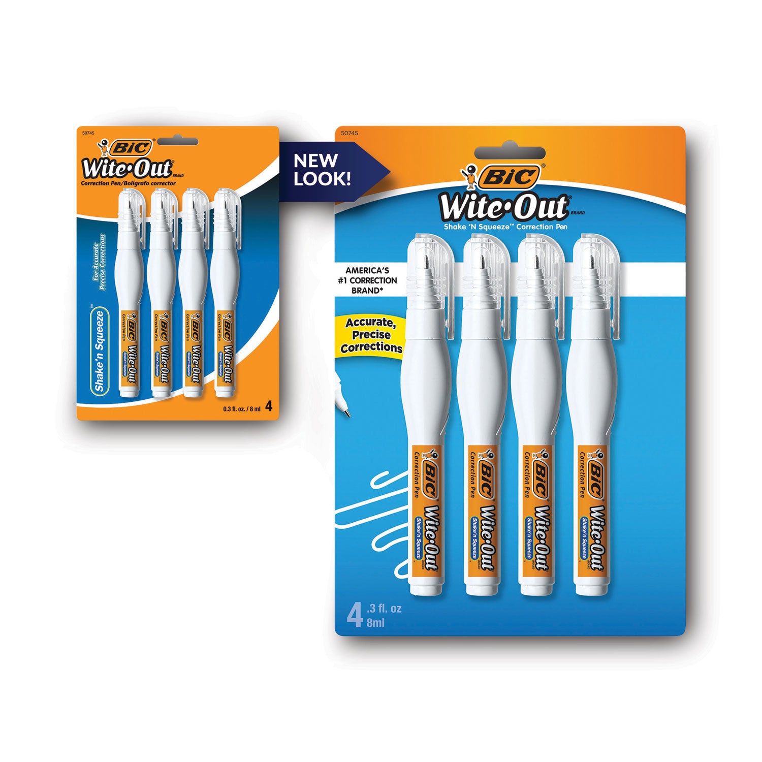 BIC® Wite-Out Shake 'n Squeeze Correction Pen, 8 Ml, White, 4/pack
