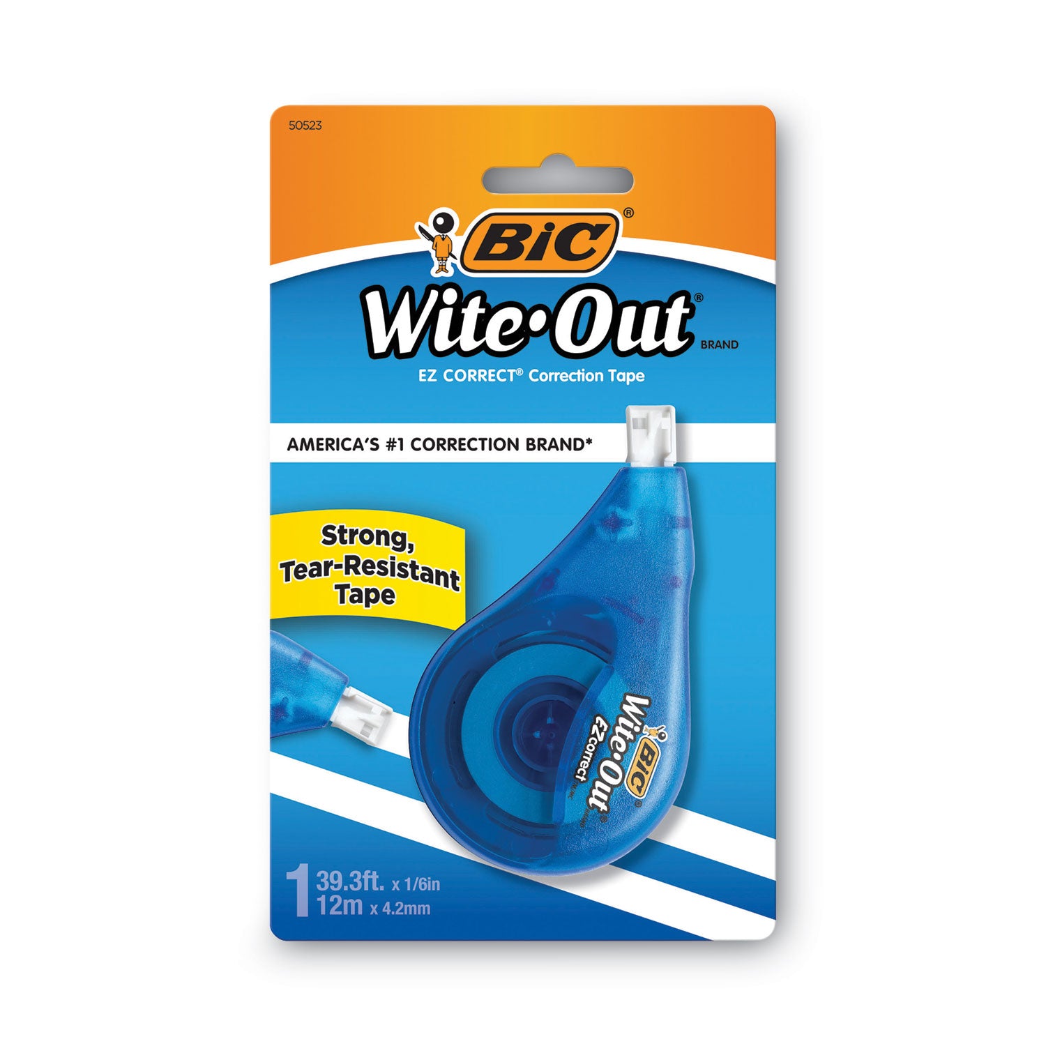 BIC® Wite-Out EZ Correct Correction Tape, Non-Refillable, Randomly Assorted Applicator Colors, 0.17" x 472"
