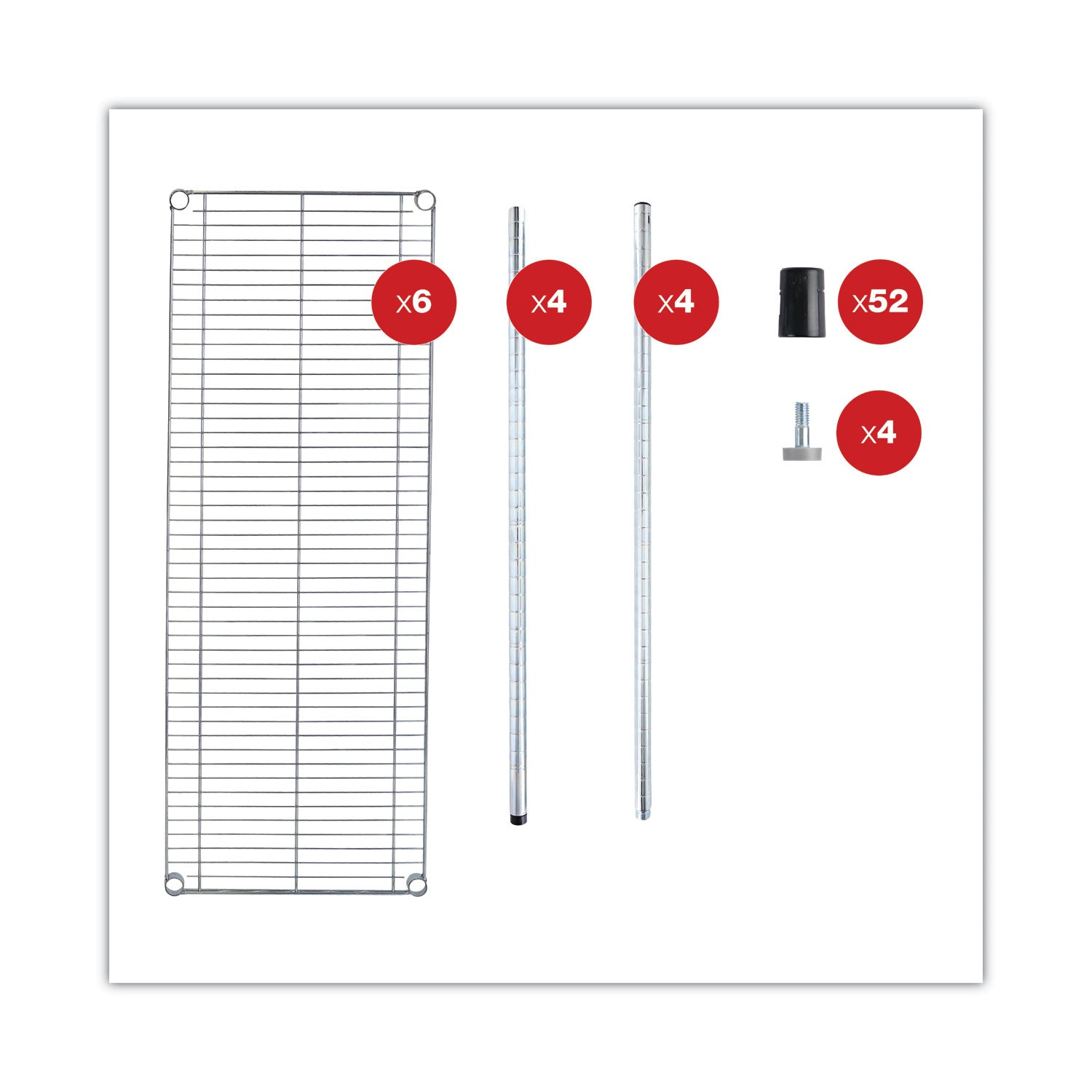 Alera® Nsf Certified 6-Shelf Wire Shelving Kit, 48w X 18d X 72h, Silver