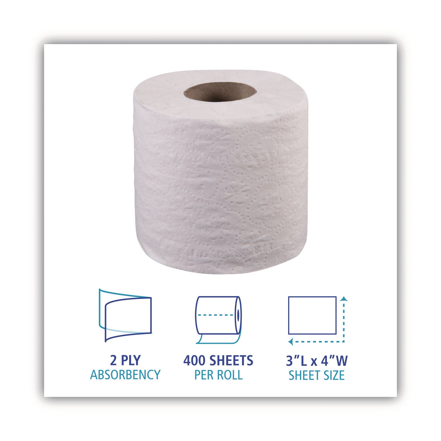 Boardwalk® 2-Ply Toilet Tissue, Septic Safe, White, 400 Sheets/Roll, 96 Rolls/Carton