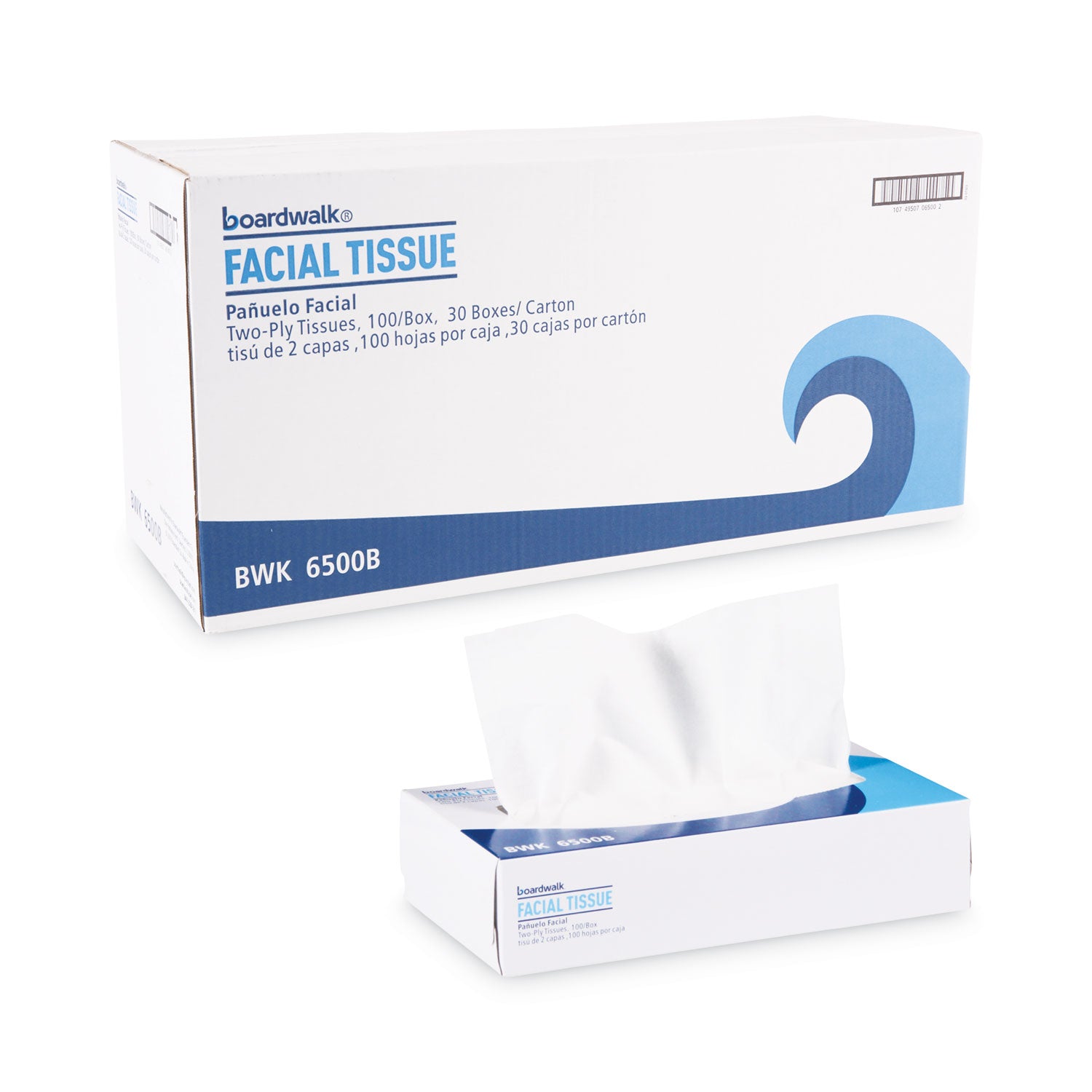 Boardwalk® Office Packs Facial Tissue, 2-Ply, White, Flat Box, 100 Sheets/box, 30 Boxes/carton