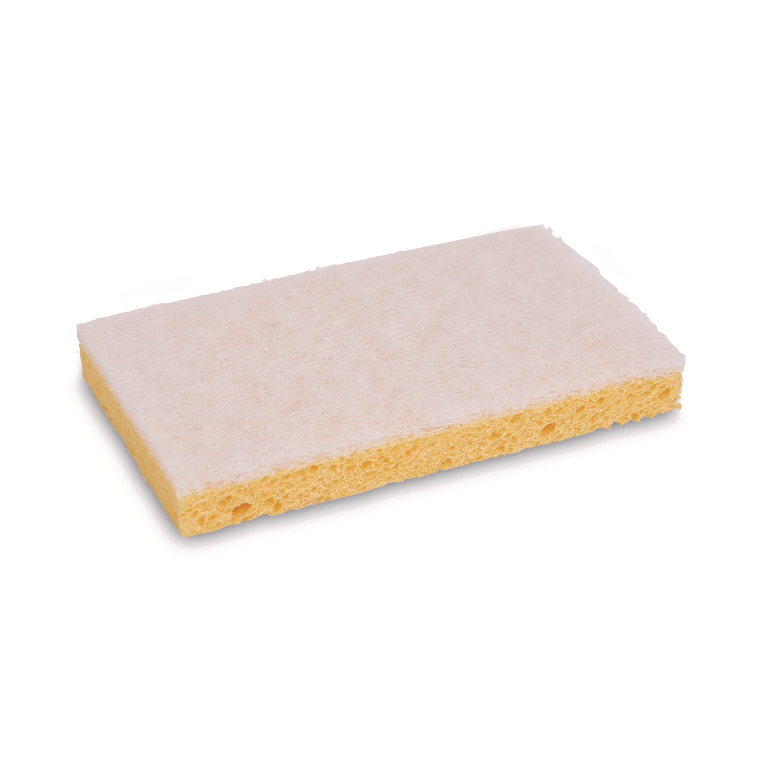 Scrubbing Sponge, Light Duty, 3.6 x 6.1, 0.7" Thick, Yellow/White, Individually Wrapped, 20/Carton