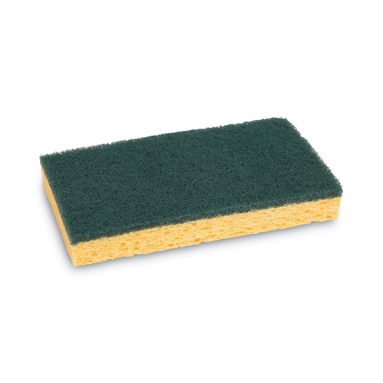 Boardwalk® Medium-Duty Scrubbing Sponge, Individually Wrapped, 3.6 x 6.1, 0.75" Thick, Yellow/Green, 20/Carton