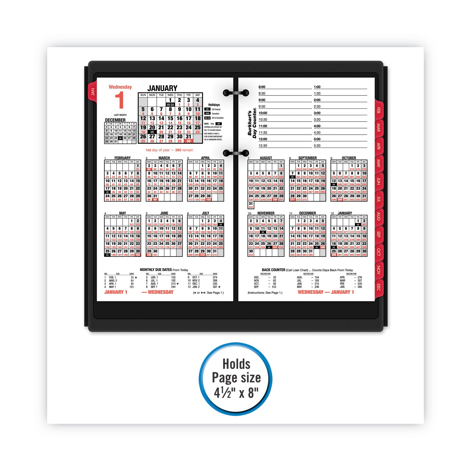 AT-A-GLANCE® Desk Calendar Base for Loose-Leaf Refill, 4.5 x 8, Black