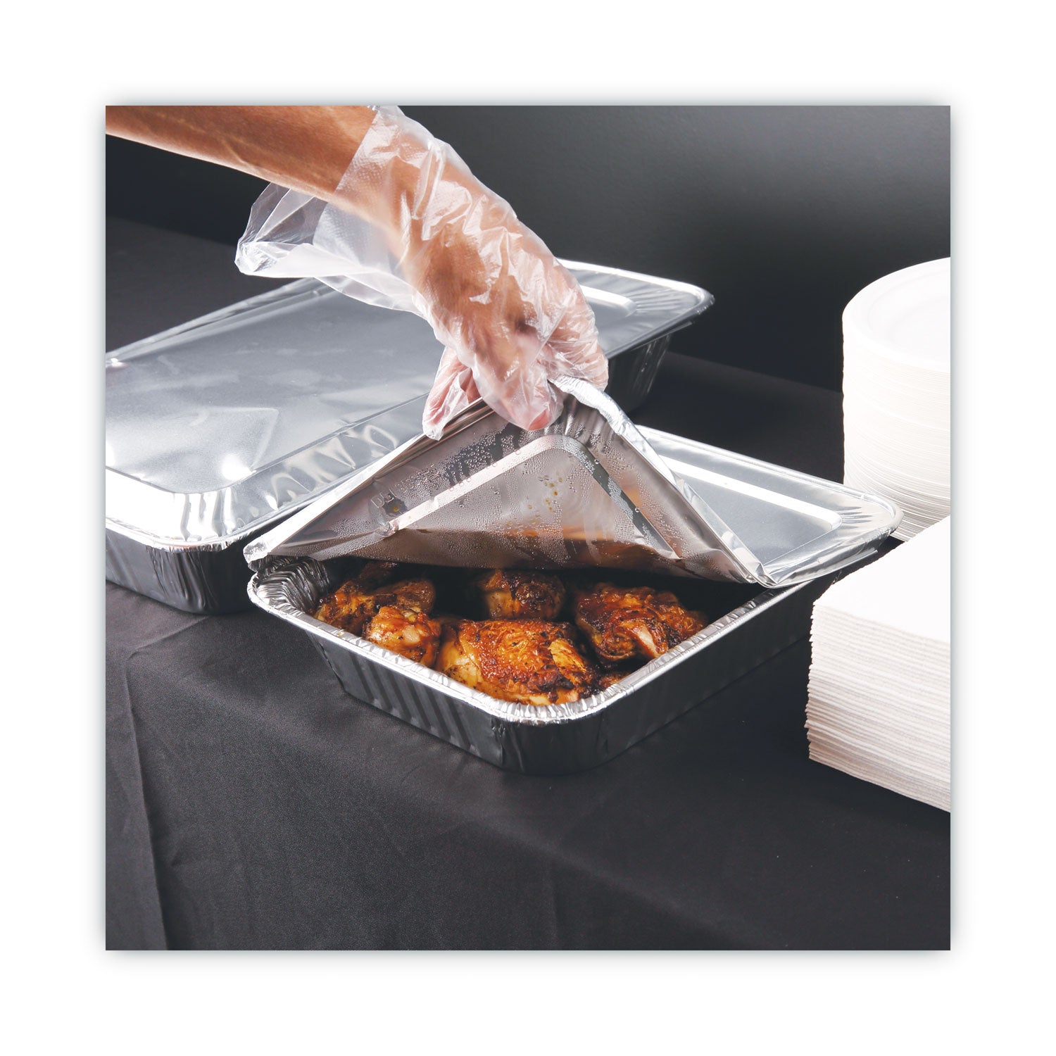 Boardwalk® Aluminum Steam Table Pan Lids, Fits Half-Size Deep Pan, 290 Gauge, 0.63" Deep, 10.5 x 12.81, 100/Carton