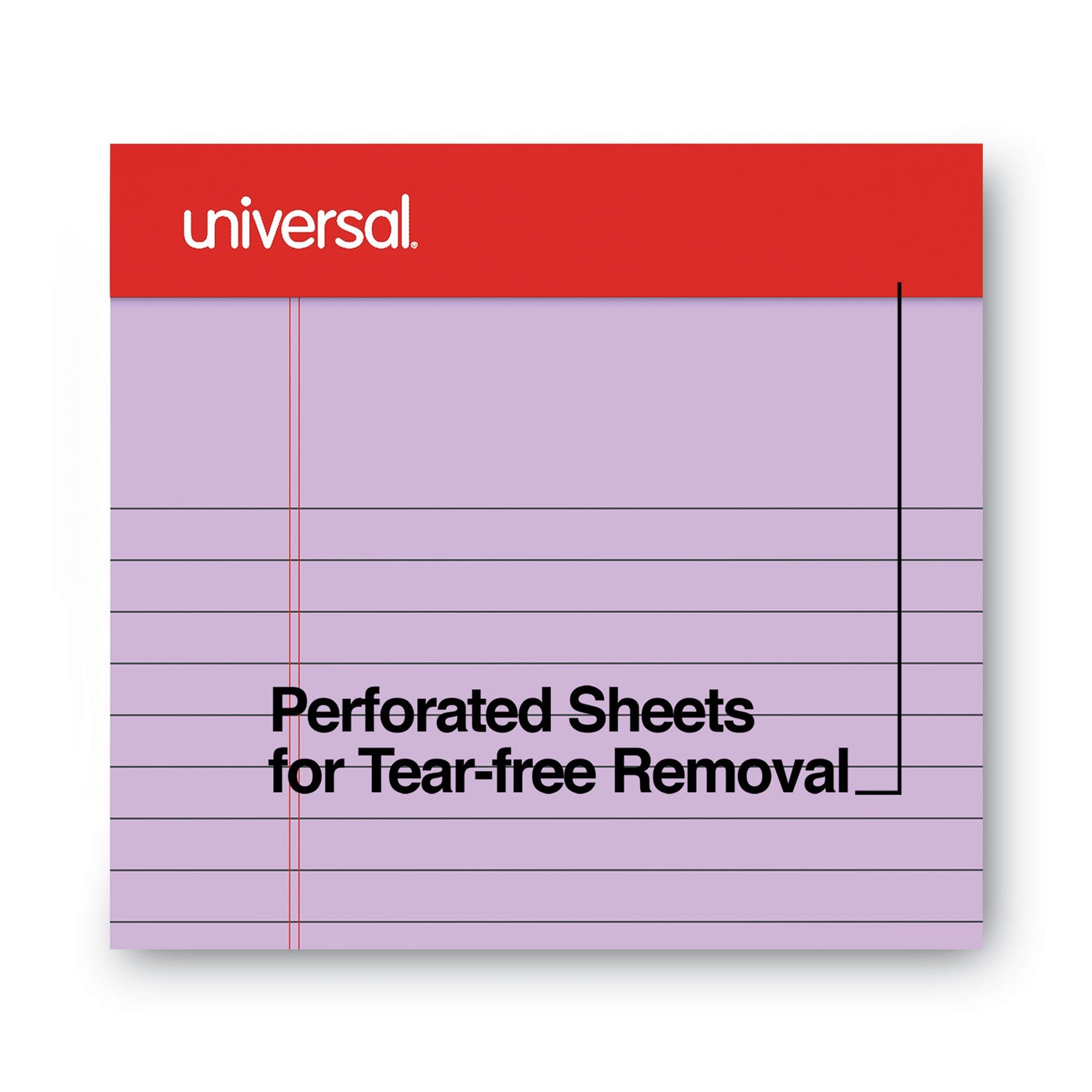 Universal® Colored Perforated Ruled Writing Pads, Narrow Rule, 50 Orchid 5 X 8 Sheets, Dozen