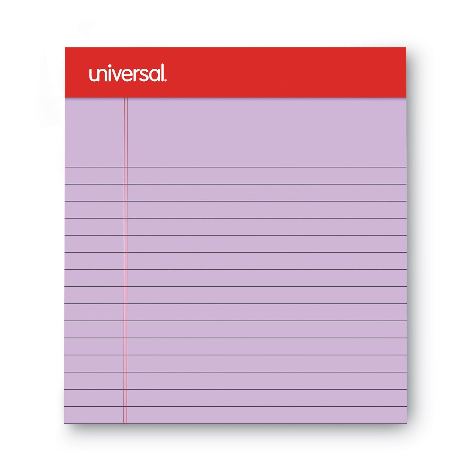 Universal® Colored Perforated Ruled Writing Pads, Narrow Rule, 50 Orchid 5 X 8 Sheets, Dozen