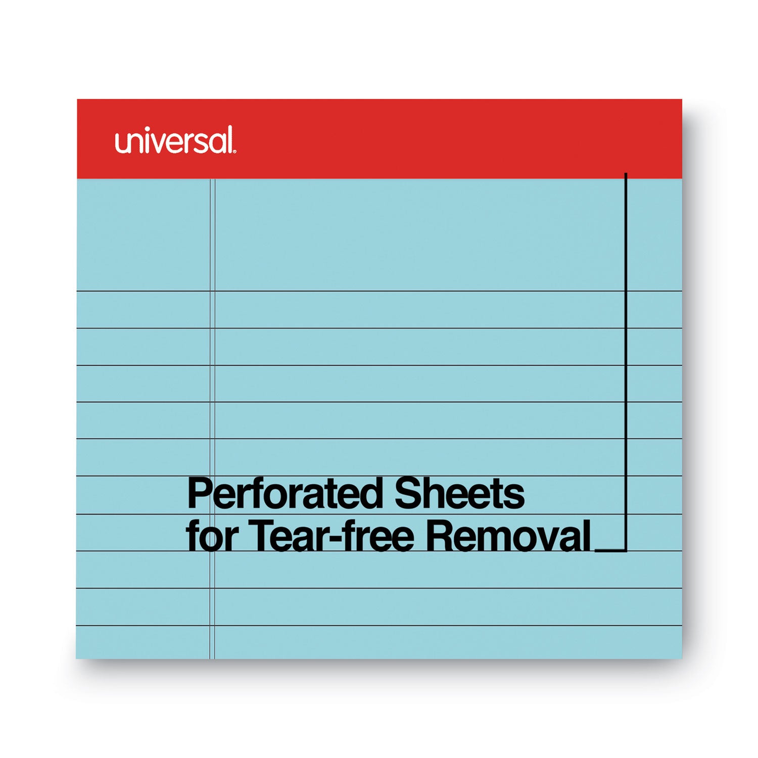 Universal® Colored Perforated Ruled Writing Pads, Wide/legal Rule, 50 Blue 8.5 X 11 Sheets, Dozen