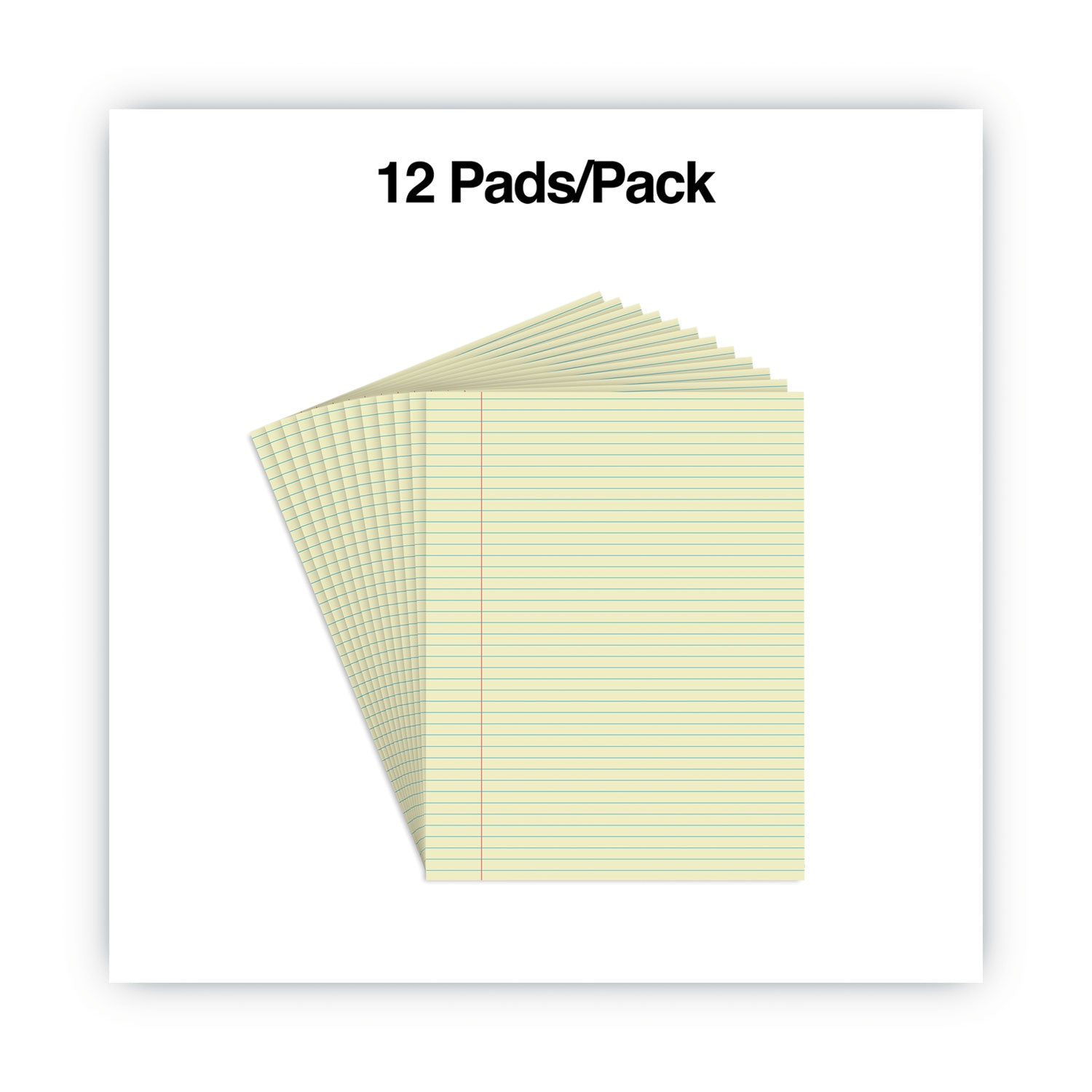 Universal® Glue Top Pads, Narrow Rule, 50 Canary-Yellow 8.5 X 11 Sheets, Dozen