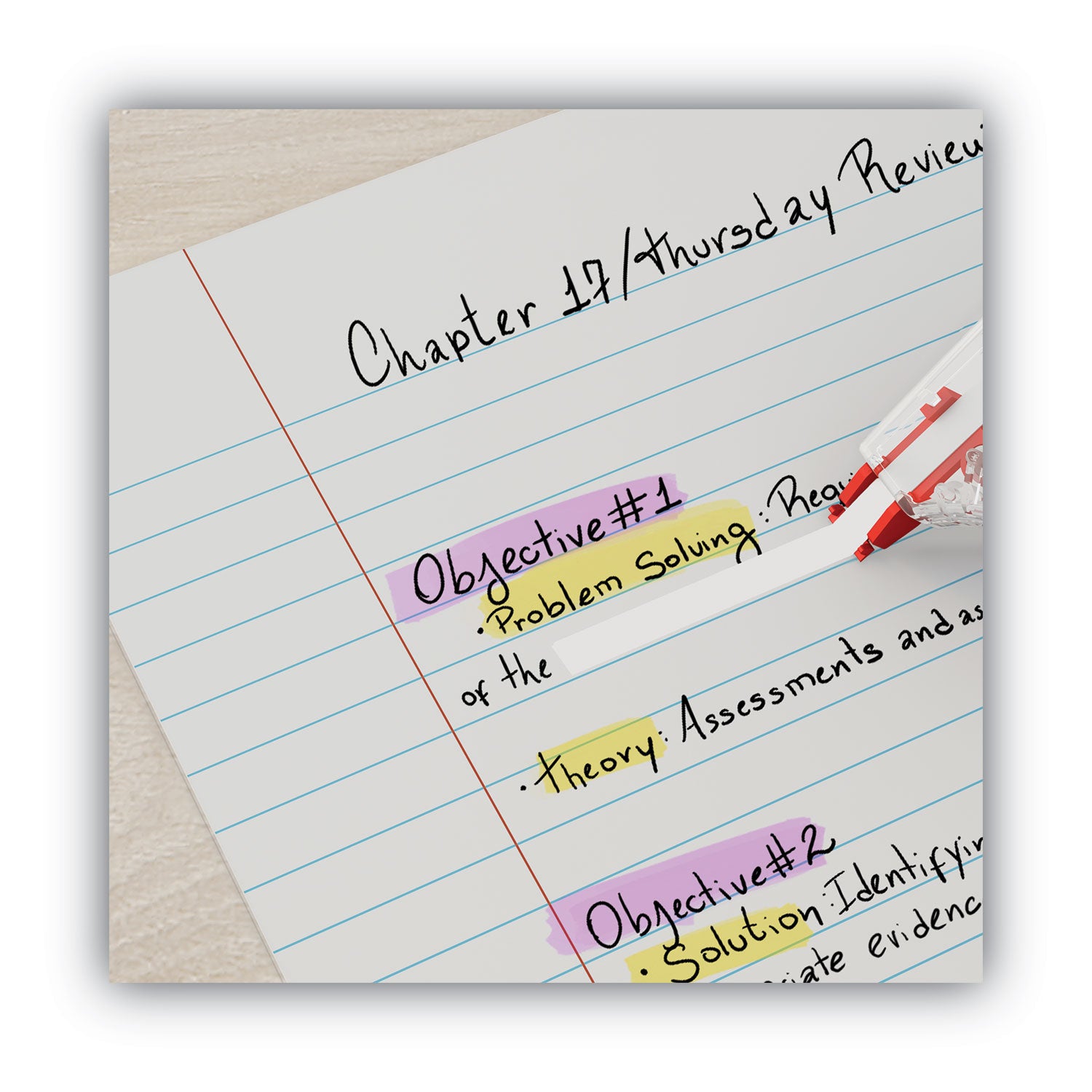 Universal® Side-Application Correction Tape, Transparent Red Applicator, 0.2" x 393", 6/Pack