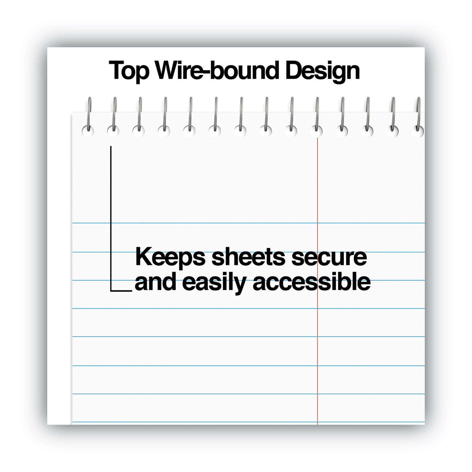 Universal® Steno Pads, Gregg Rule, Red Cover, 80 White 6 X 9 Sheets