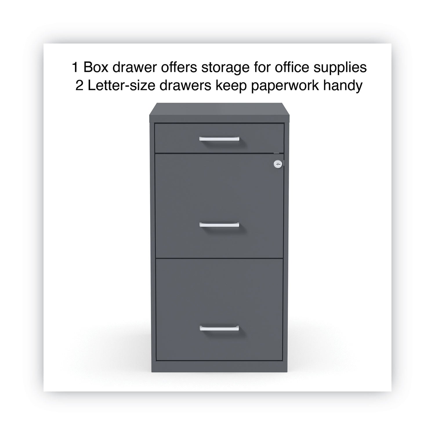 Alera® Soho Vertical File Cabinet, 3 Drawers: Pencil/file/file, Letter, Charcoal, 14" X 18" X 26.9"