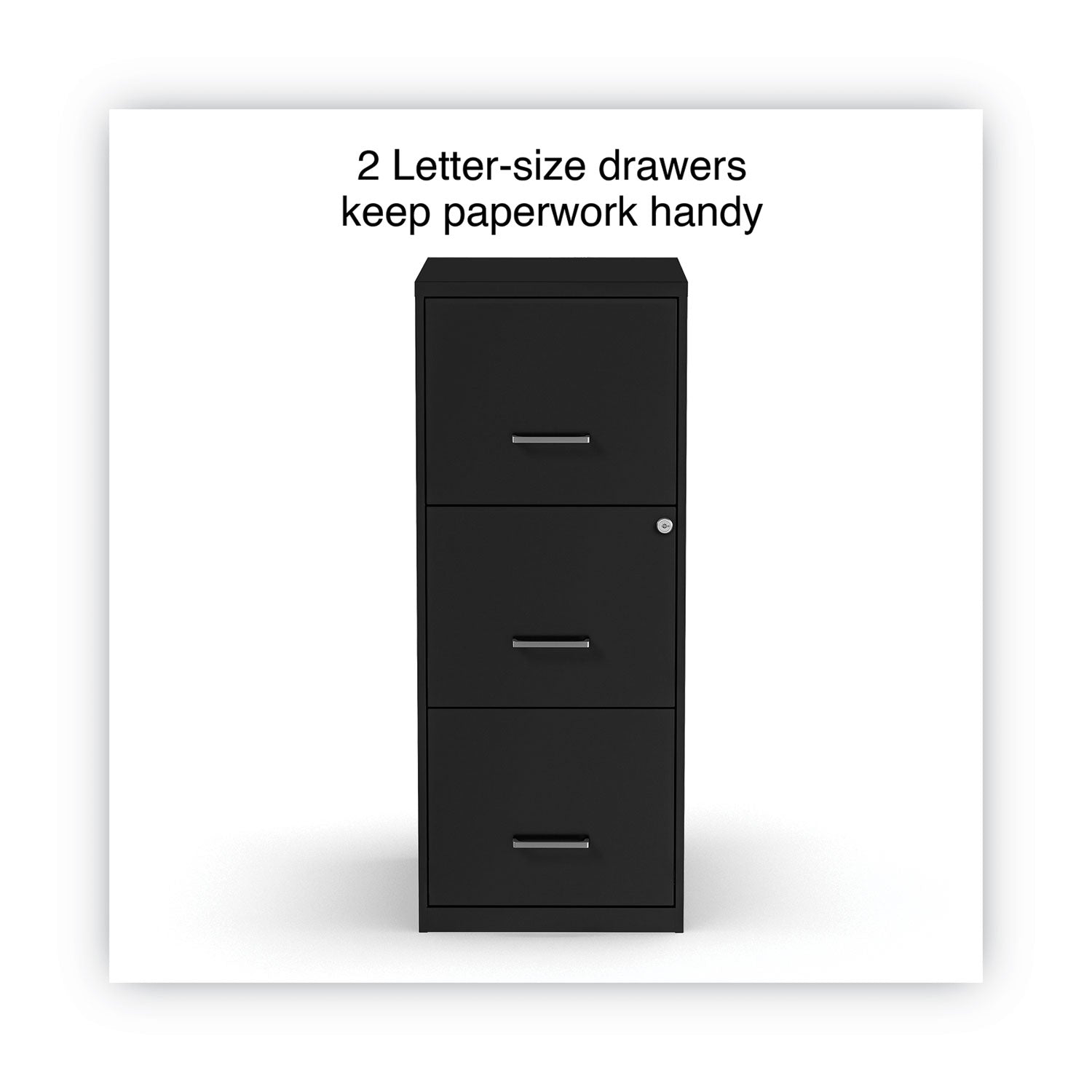 Alera® Soho Vertical File Cabinet, 3 Drawers: File/file/file, Letter, Black, 14" X 18" X 34.9"