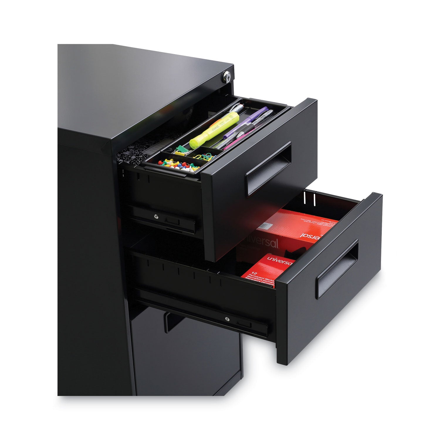 Alera® File Pedestal, Left Or Right, 3-Drawers: Box/box/file, Legal/letter, Charcoal, 14.96" X 19.29" X 27.75"