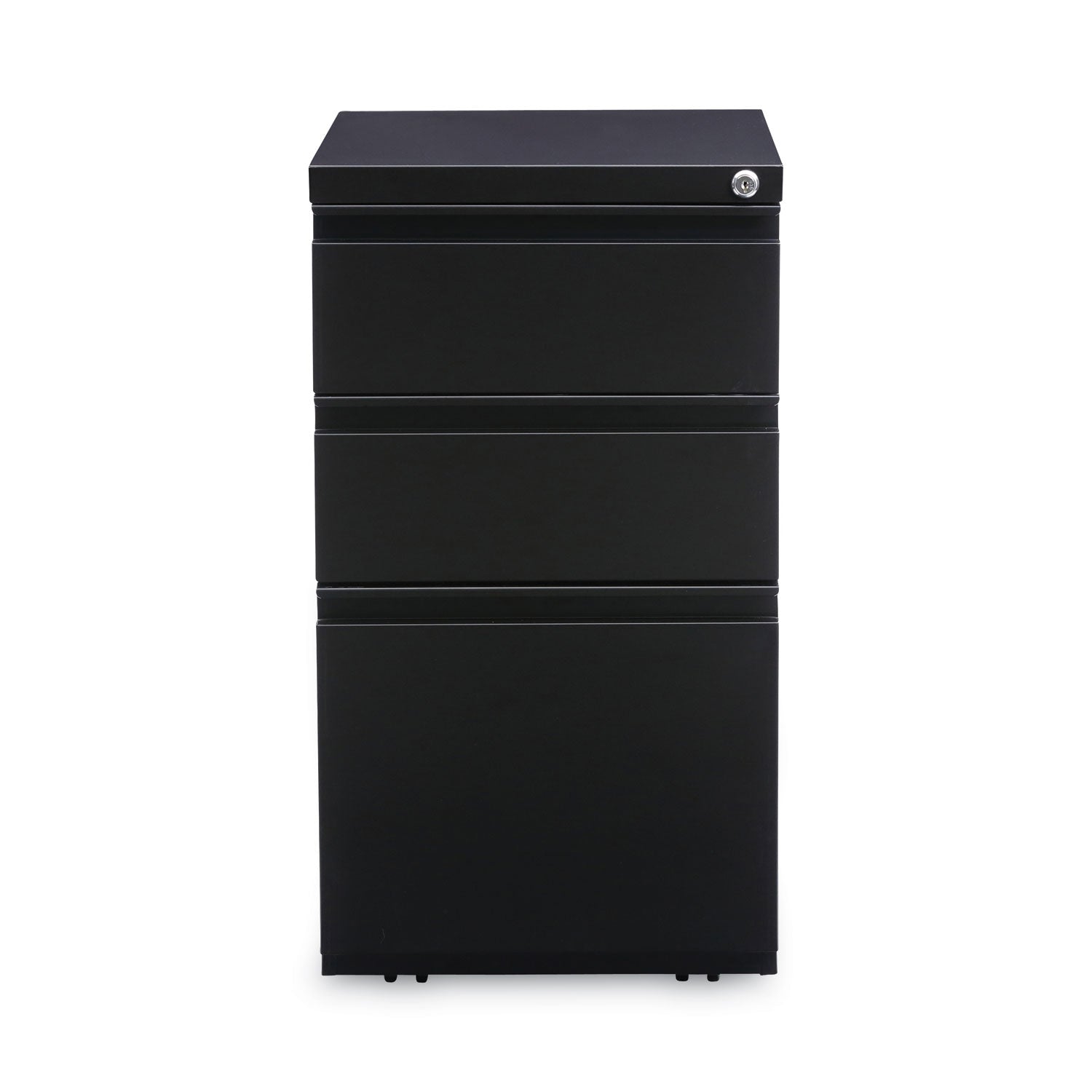 Alera® File Pedestal With Full-Length Pull, Left Or Right, 3-Drawers: Box/box/file, Legal/letter, Black, 14.96" X 19.29" X 27.75"
