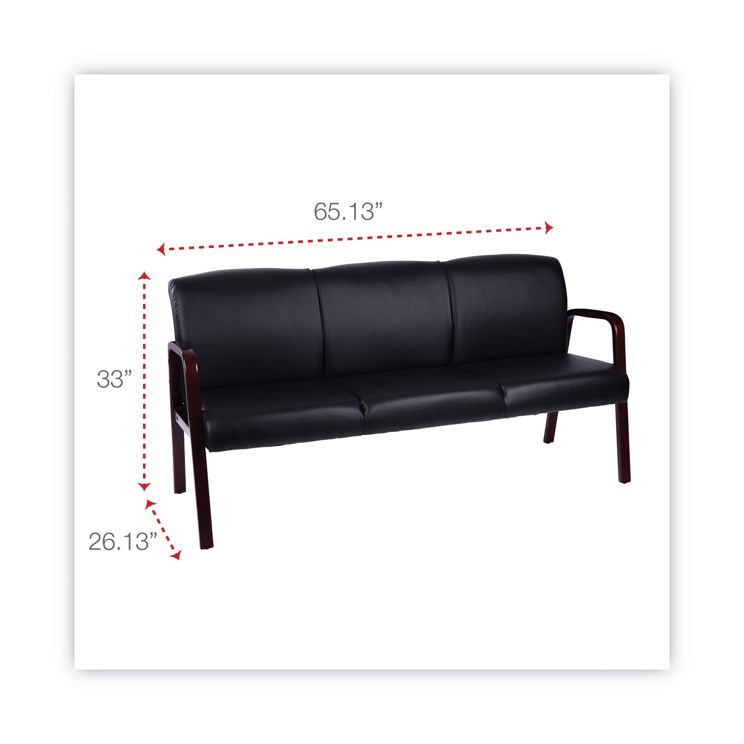 Alera® Alera Reception Lounge WL Series 3-Seat Sofa, 65.13" x 26.13" x 33", Black