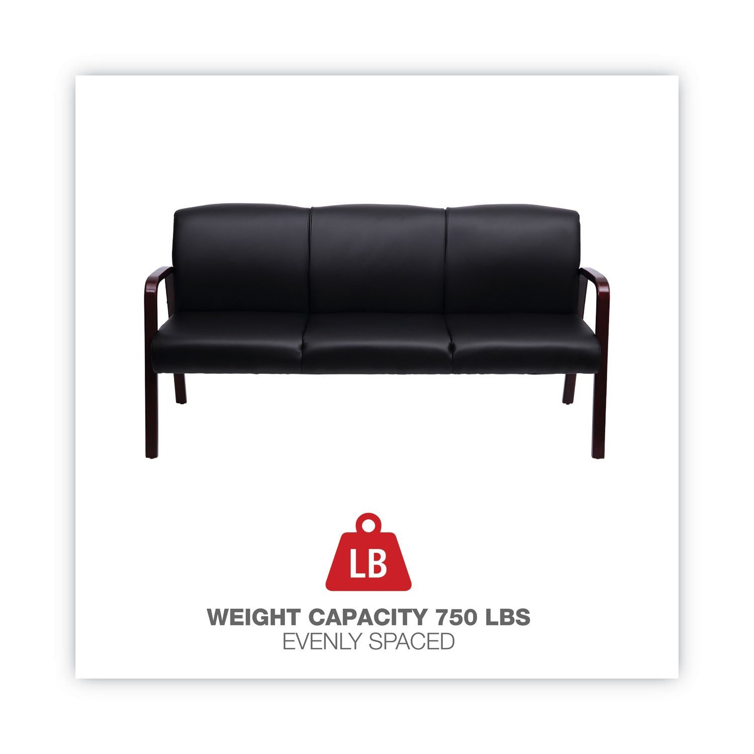 Alera® Alera Reception Lounge WL Series 3-Seat Sofa, 65.13" x 26.13" x 33", Black