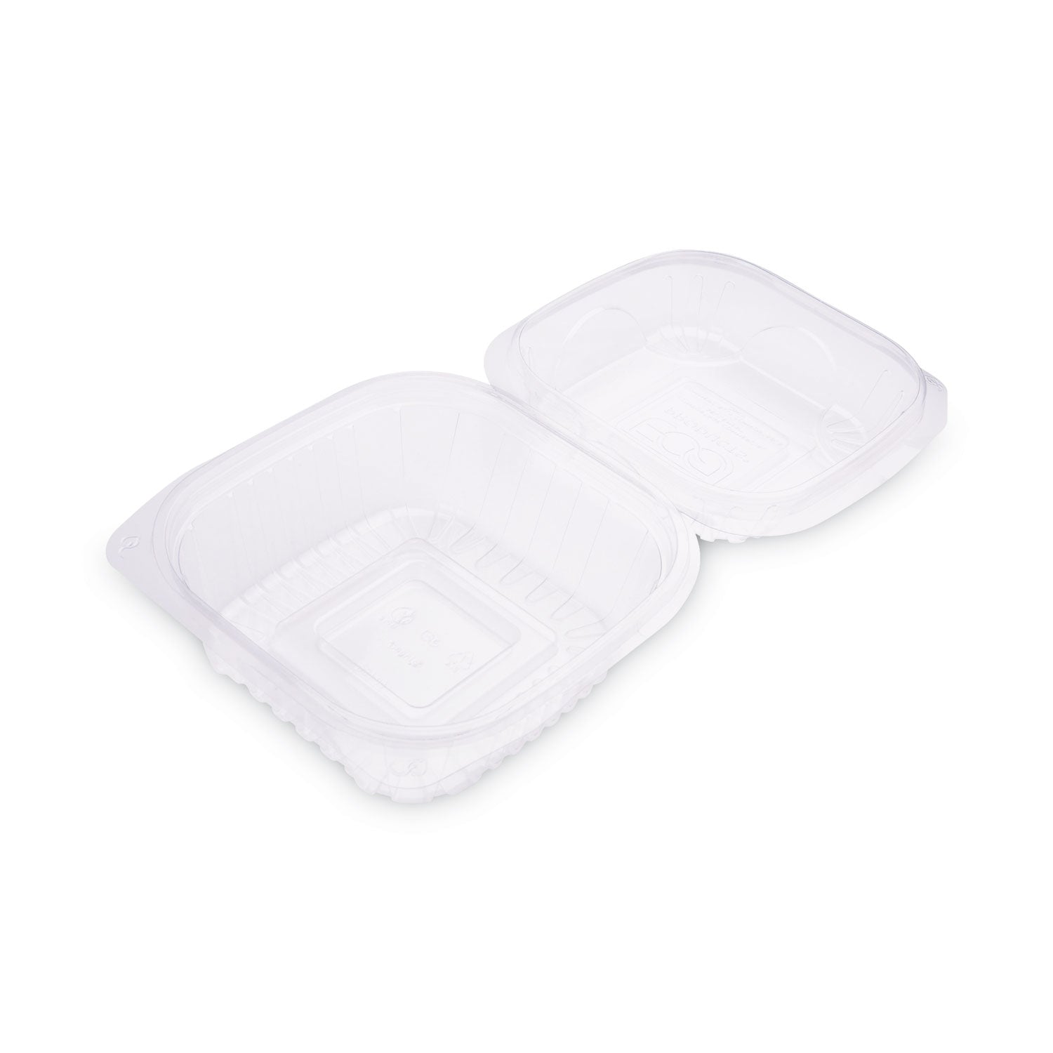 Eco-Products® Renewable and Compostable Clear Clamshell Hinged Food Containers, 6 x 6 x 3, Plastic, 80/Pack, 3 Packs/Carton