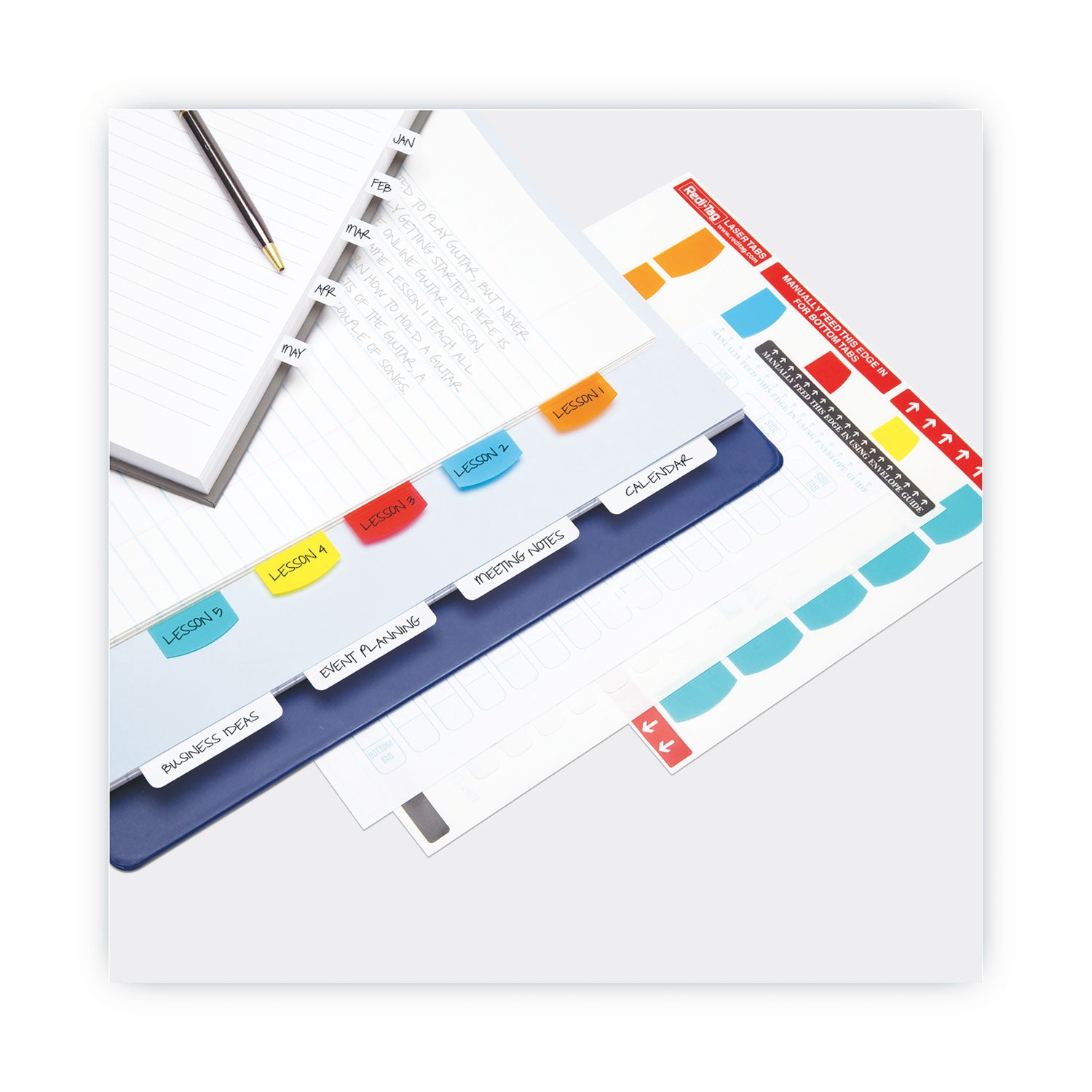 Redi-Tag® Laser Printable Index Tabs, 1/5-Cut, White, 1.13" Wide, 100/Pack