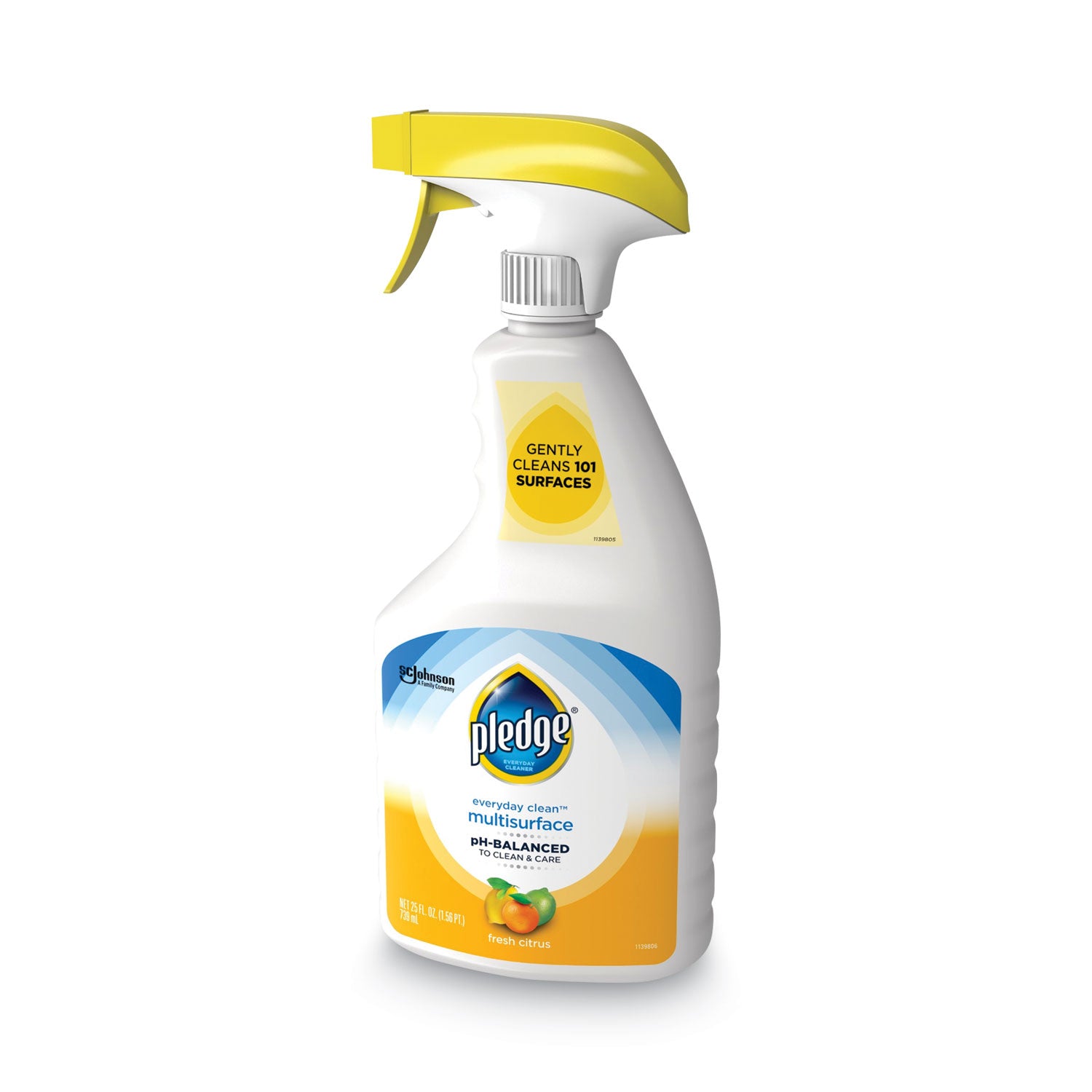 Pledge® pH-Balanced Everyday Clean Multisurface Cleaner, Clean Citrus Scent, 25 oz Trigger Spray Bottle, 6/Carton