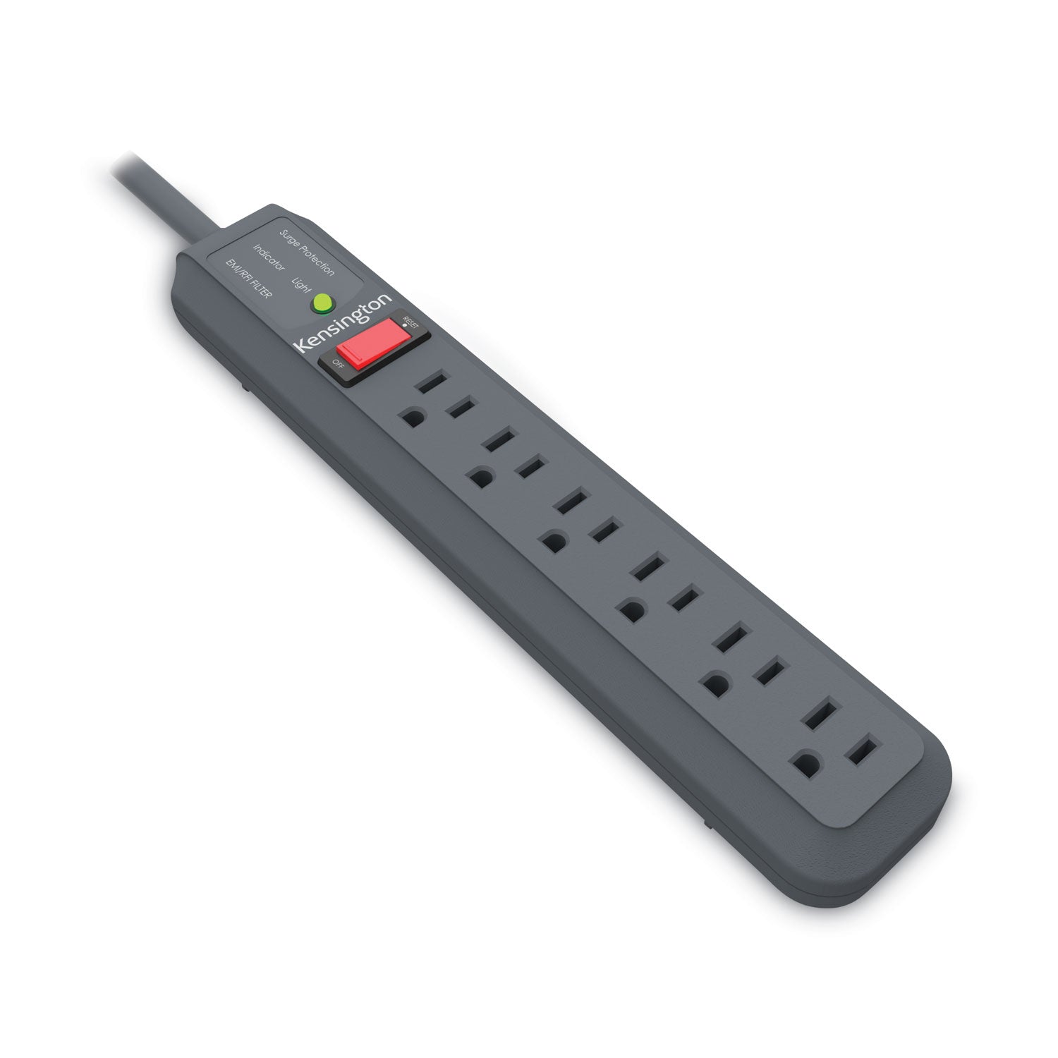 Kensington® Guardian Surge Protector, 6 AC Outlets, 15 ft Cord, 540 J, Gray