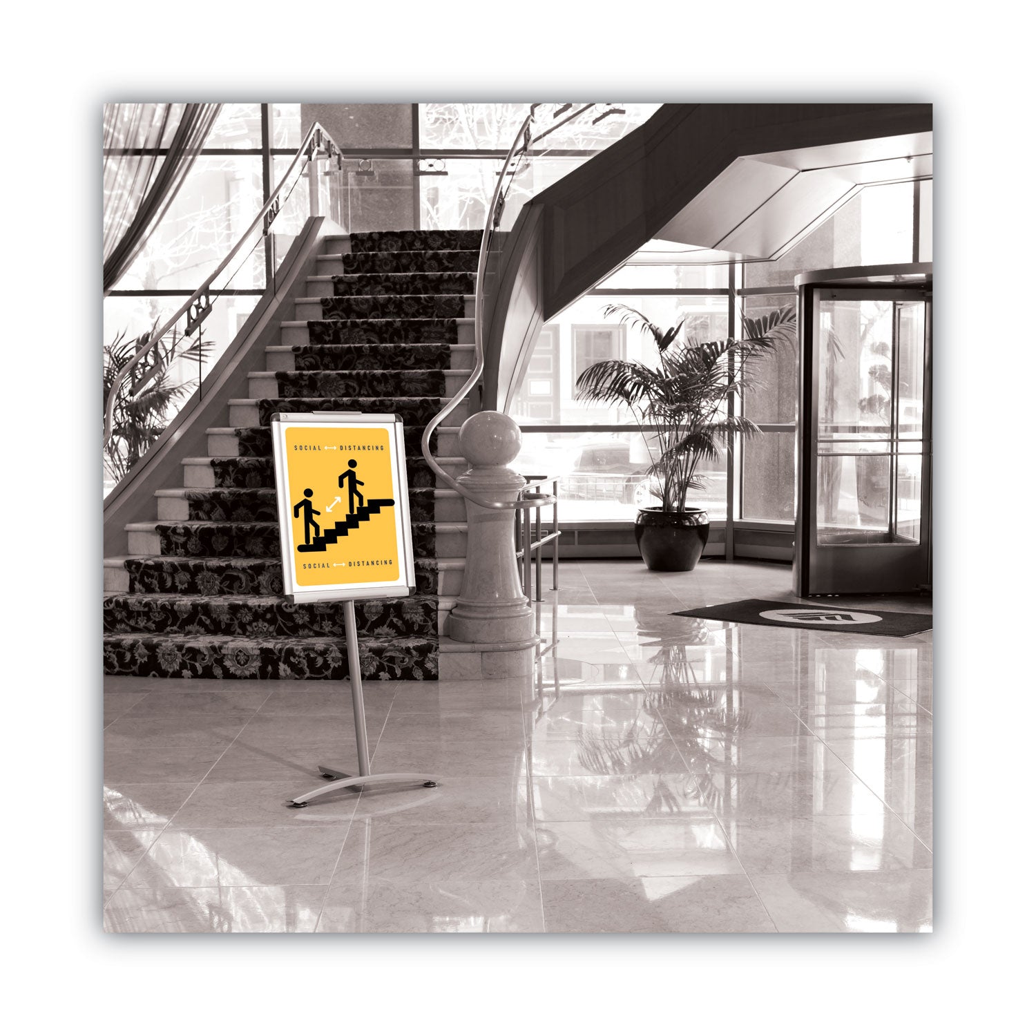 Quartet® Improv Lobby Clip-Frame Pedestal Sign, 18 X 24 Frame, 54" High, Aluminum