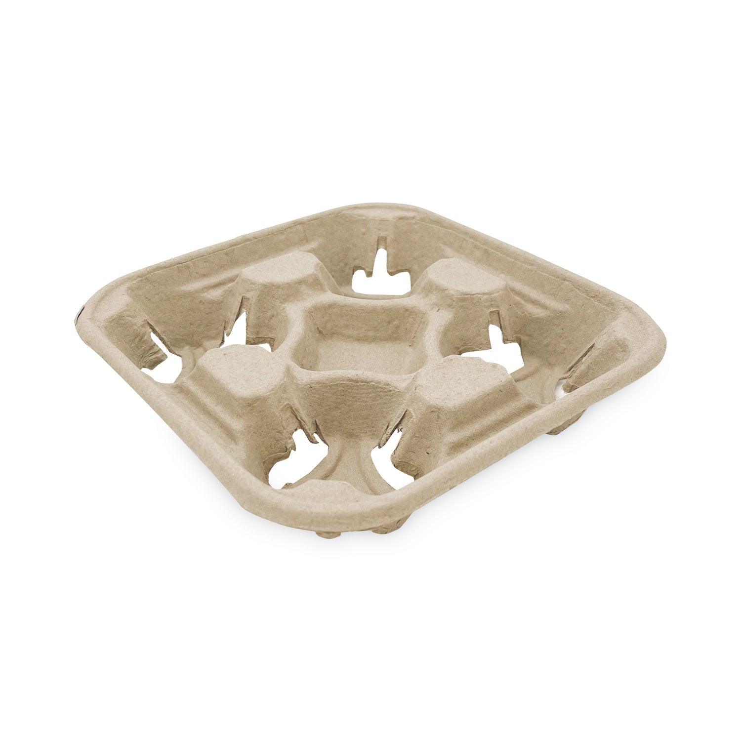 Cup Carrier Tray, 8 oz to 32 oz, Four Cups, Kraft, 300/Carton