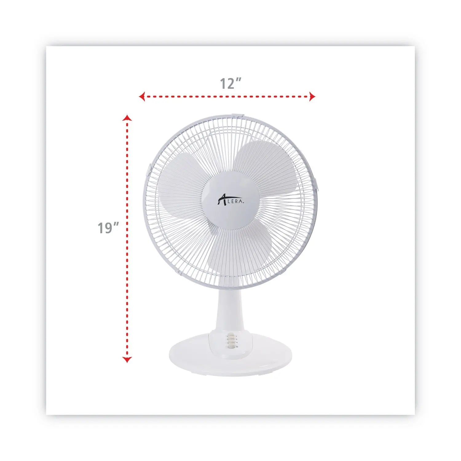 12" 3-Speed Oscillating Desk Fan, Plastic, White Alera® Flipcost