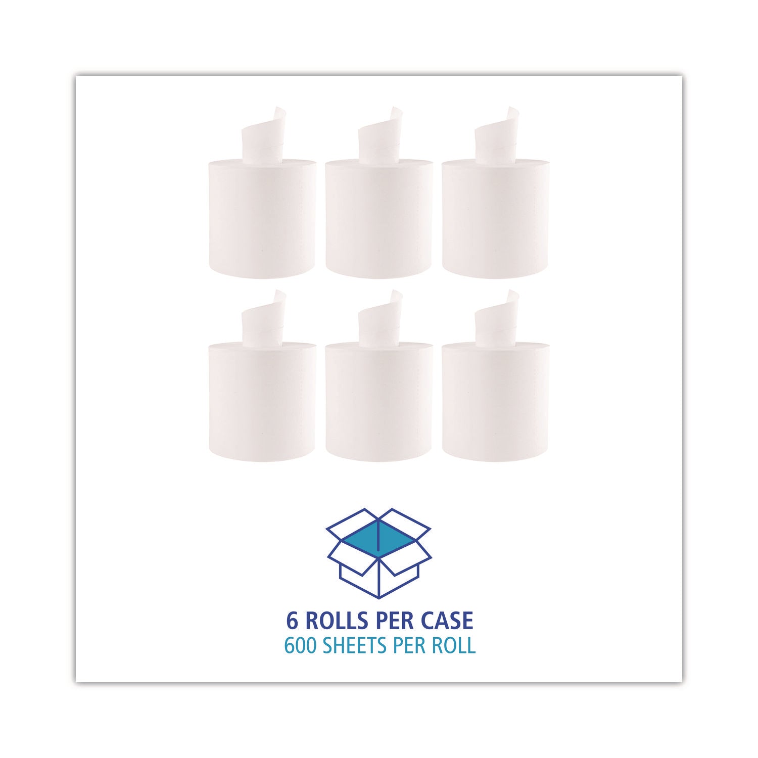 Boardwalk® Center-Pull Roll Towels, 2-Ply, 10 x 7.6, White, 600/Roll, 6/Carton