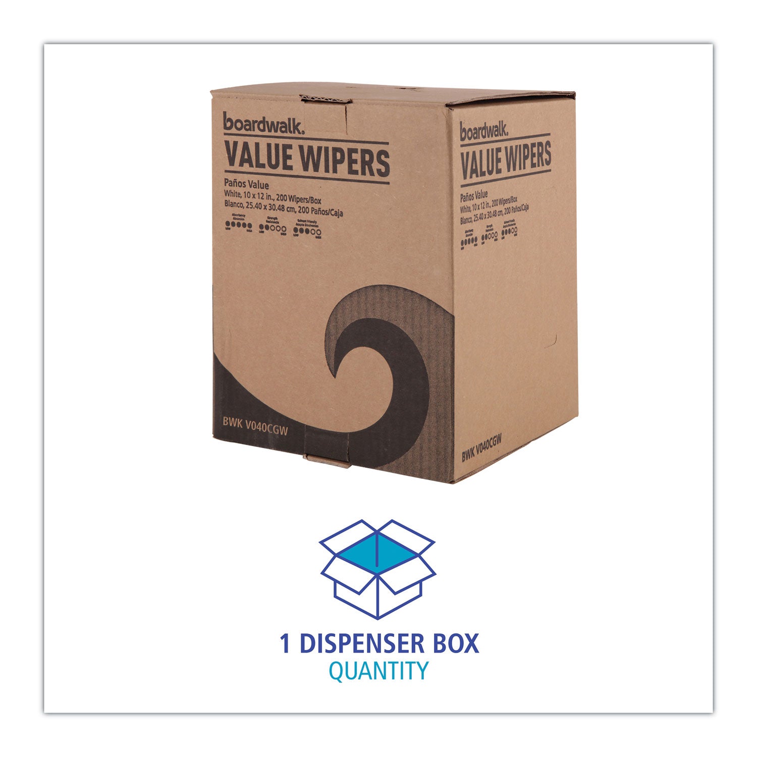 Boardwalk® DRC Wipers, Centerpull, 10 x 11.5, White, 200/Carton