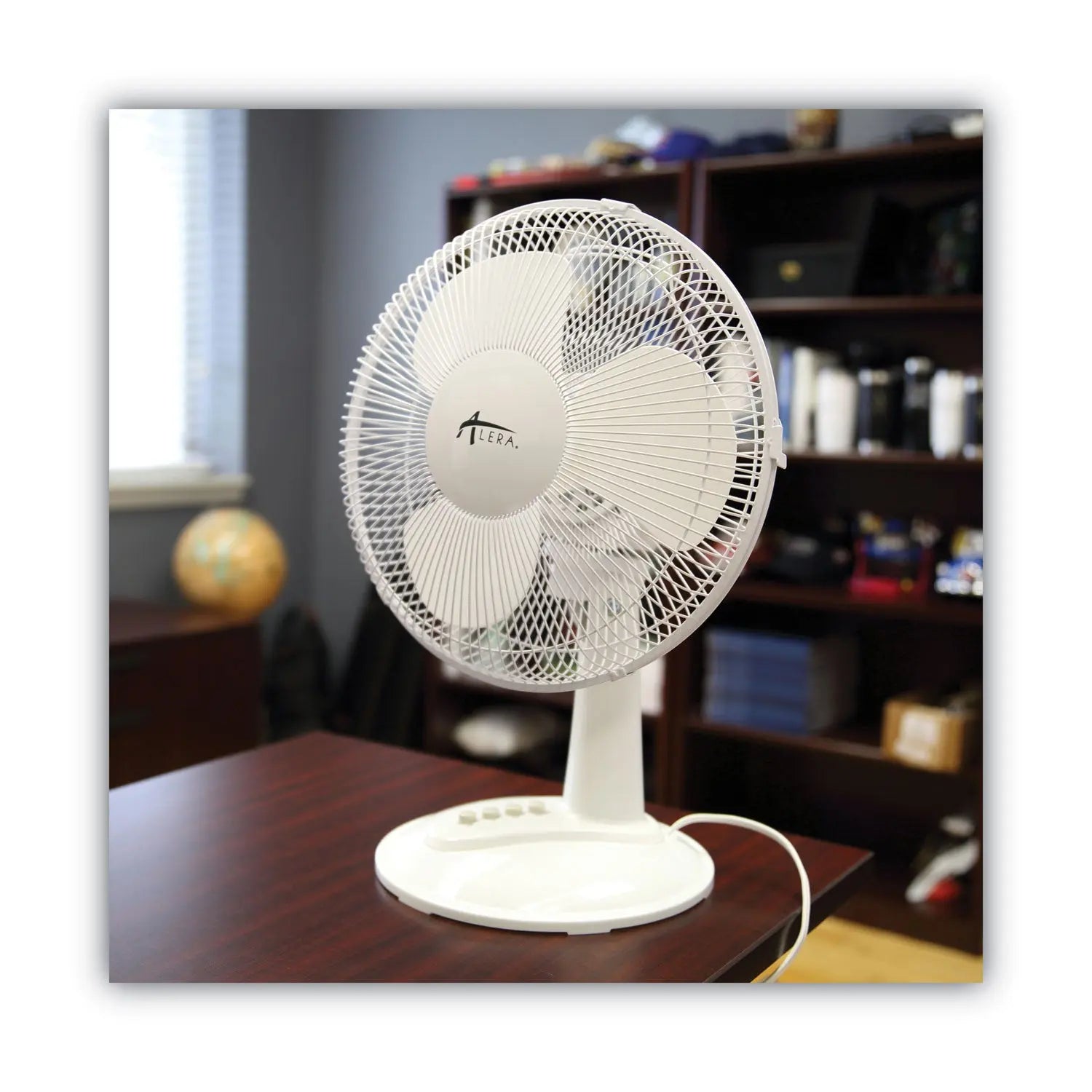 12" 3-Speed Oscillating Desk Fan, Plastic, White Alera® Flipcost