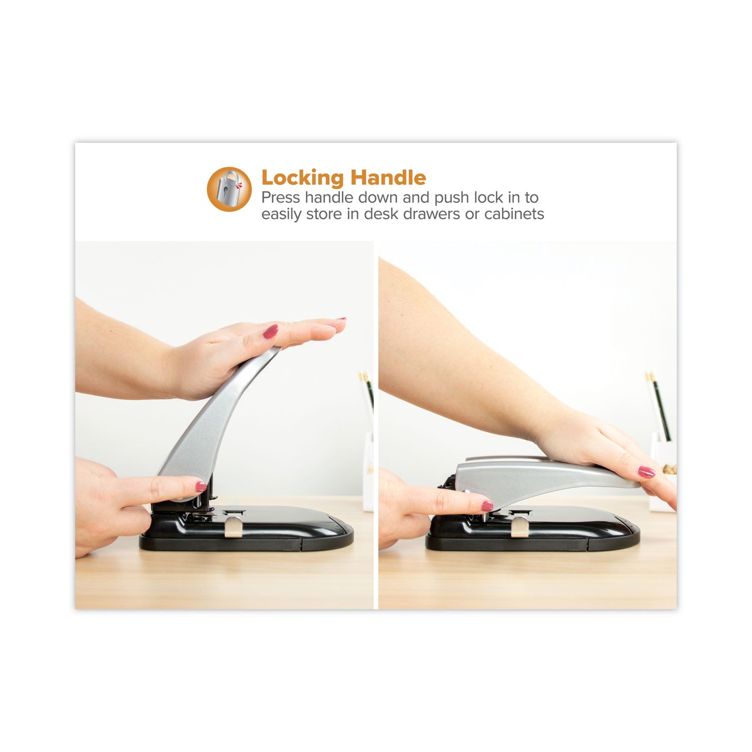 Bostitch® 40-Sheet Ez Squeeze Two-Hole Punch, 9/32" Holes, Black/silver