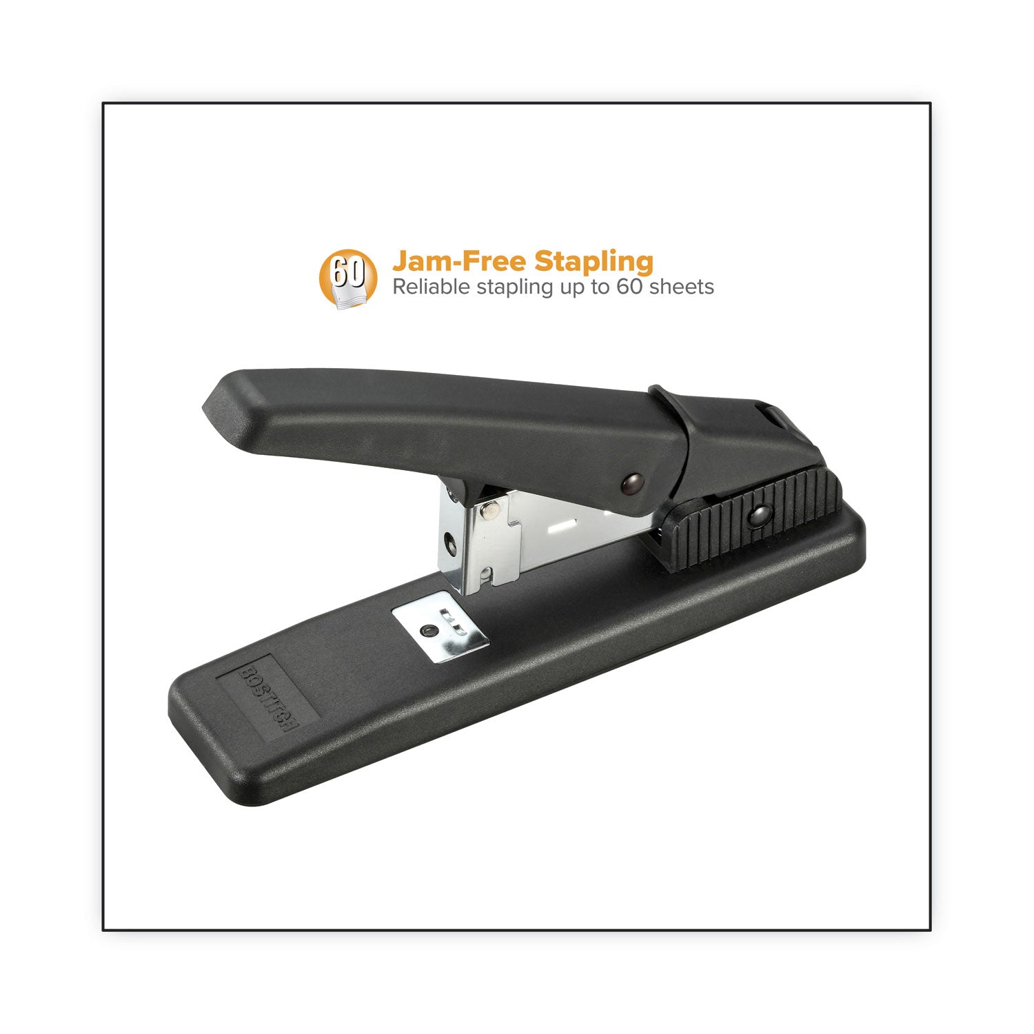 Bostitch® Stanley Nojam Desktop Heavy-Duty Stapler, 60-Sheet Capacity, Black