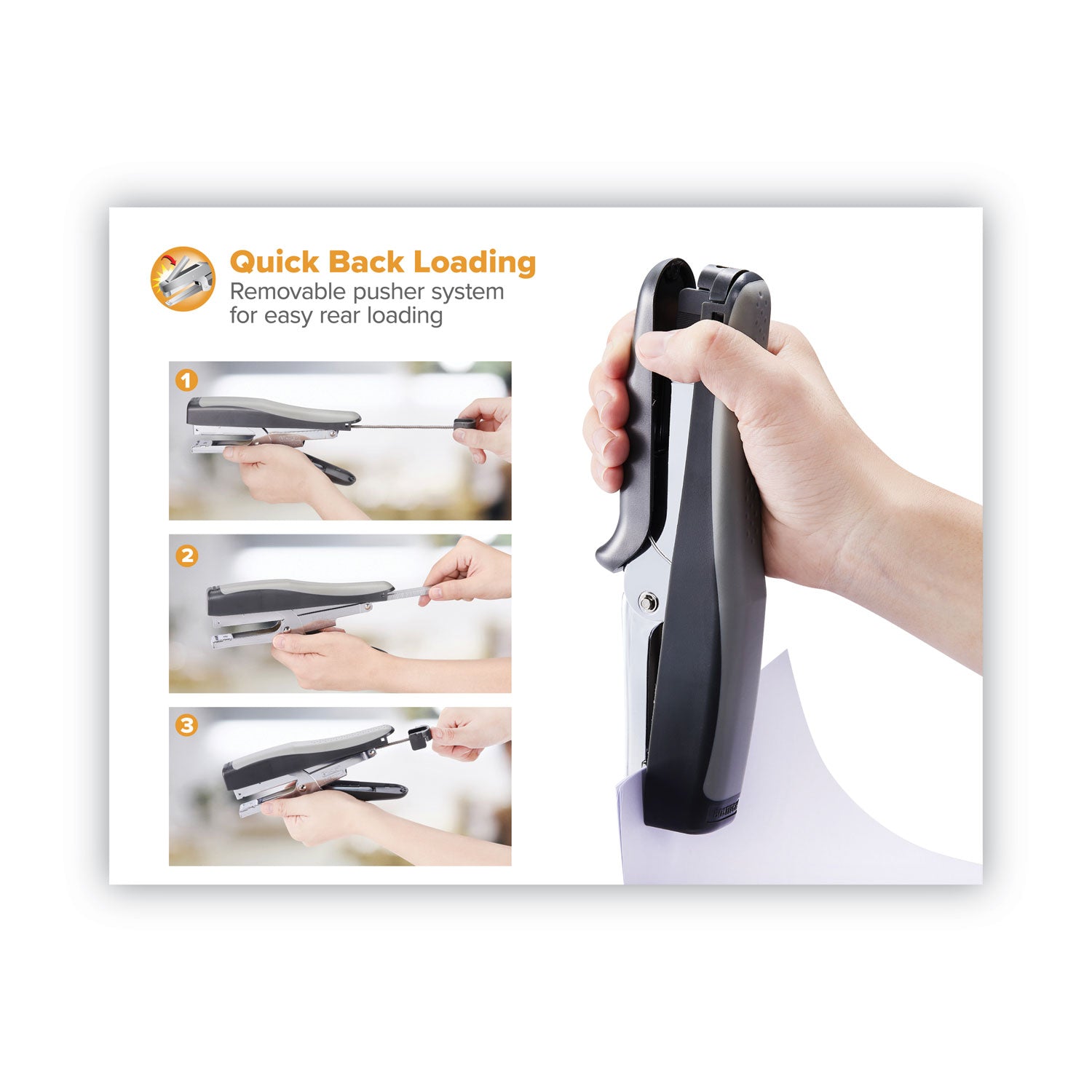 Bostitch® Standard Plier Stapler, 20-Sheet Capacity, 0.25" Staples, 2.5" Throat, Black/gray