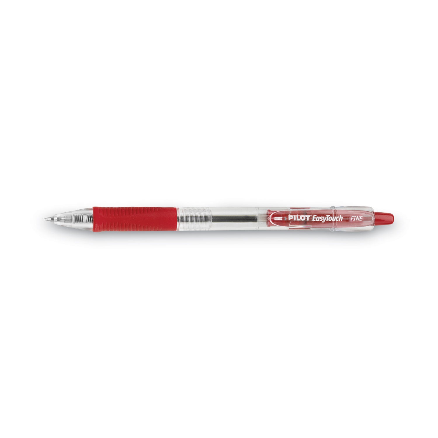 Pilot® Easytouch Ballpoint Pen, Retractable, Fine 0.7 Mm, Red Ink, Clear Barrel, Dozen