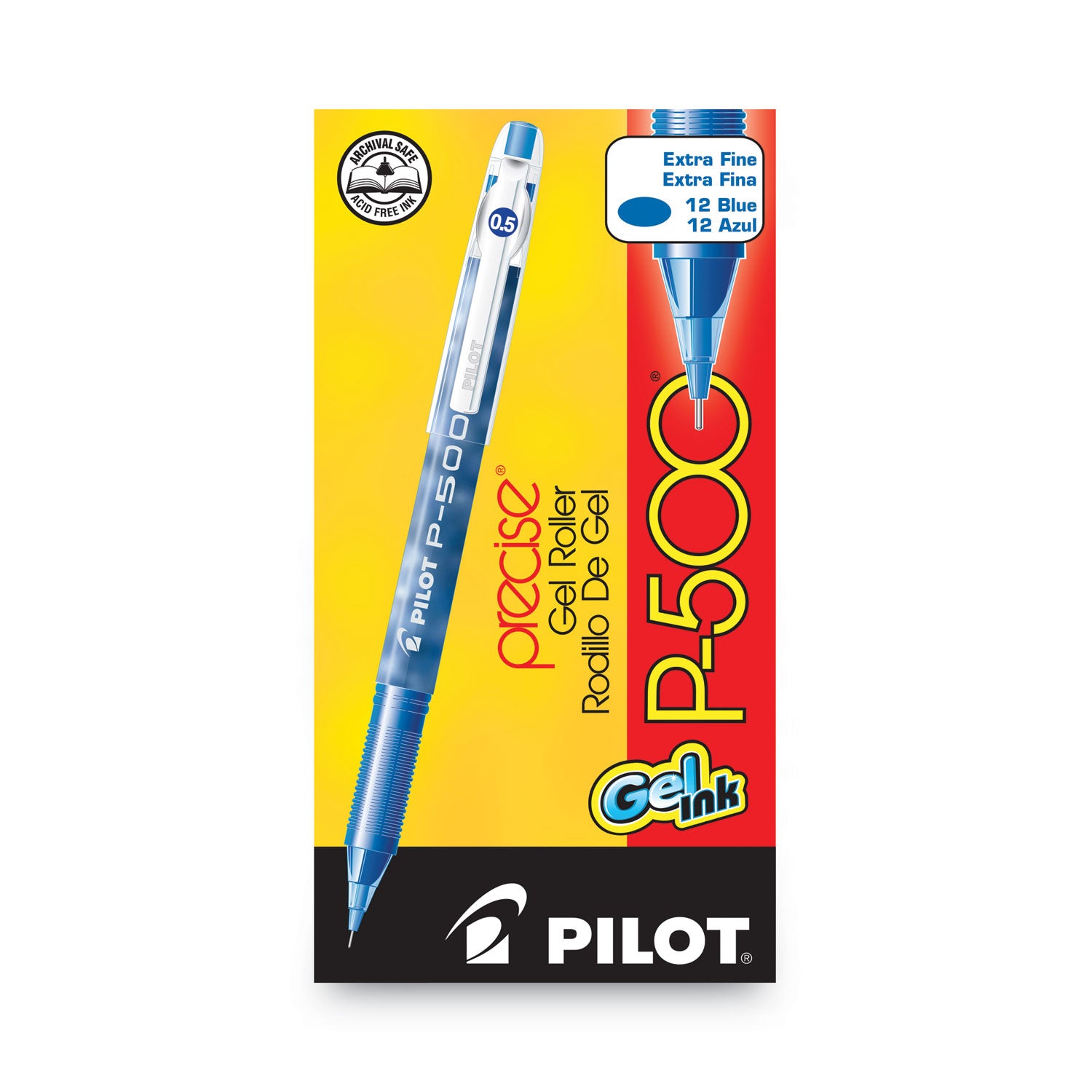 Pilot® Precise P-500 Gel Pen, Stick, Extra-Fine 0.5 Mm, Blue Ink, Blue Barrel, Dozen
