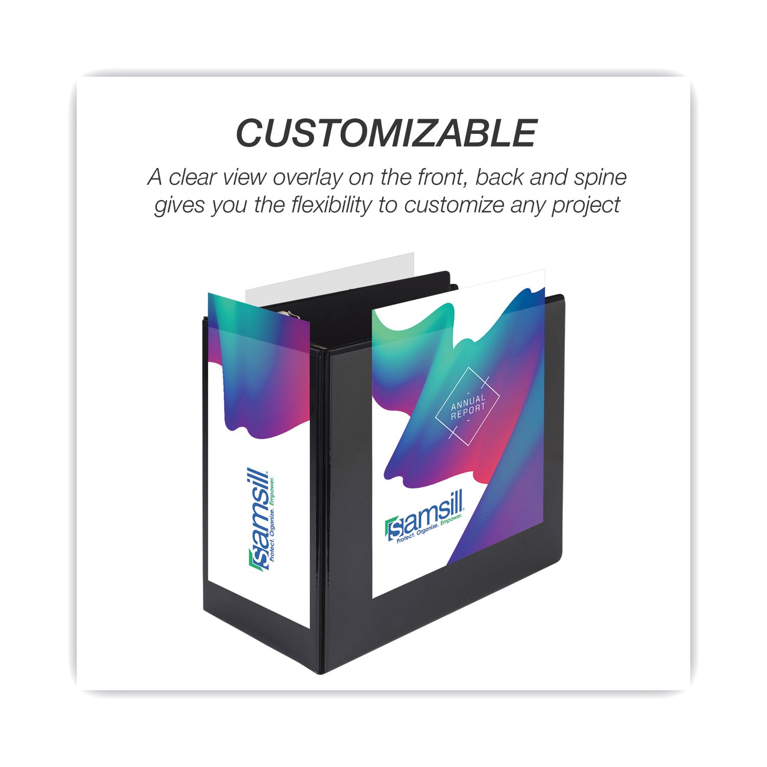 Samsill® Nonstick D-Ring View Binder, 3 Rings, 6" Capacity, 11 X 8.5, Black