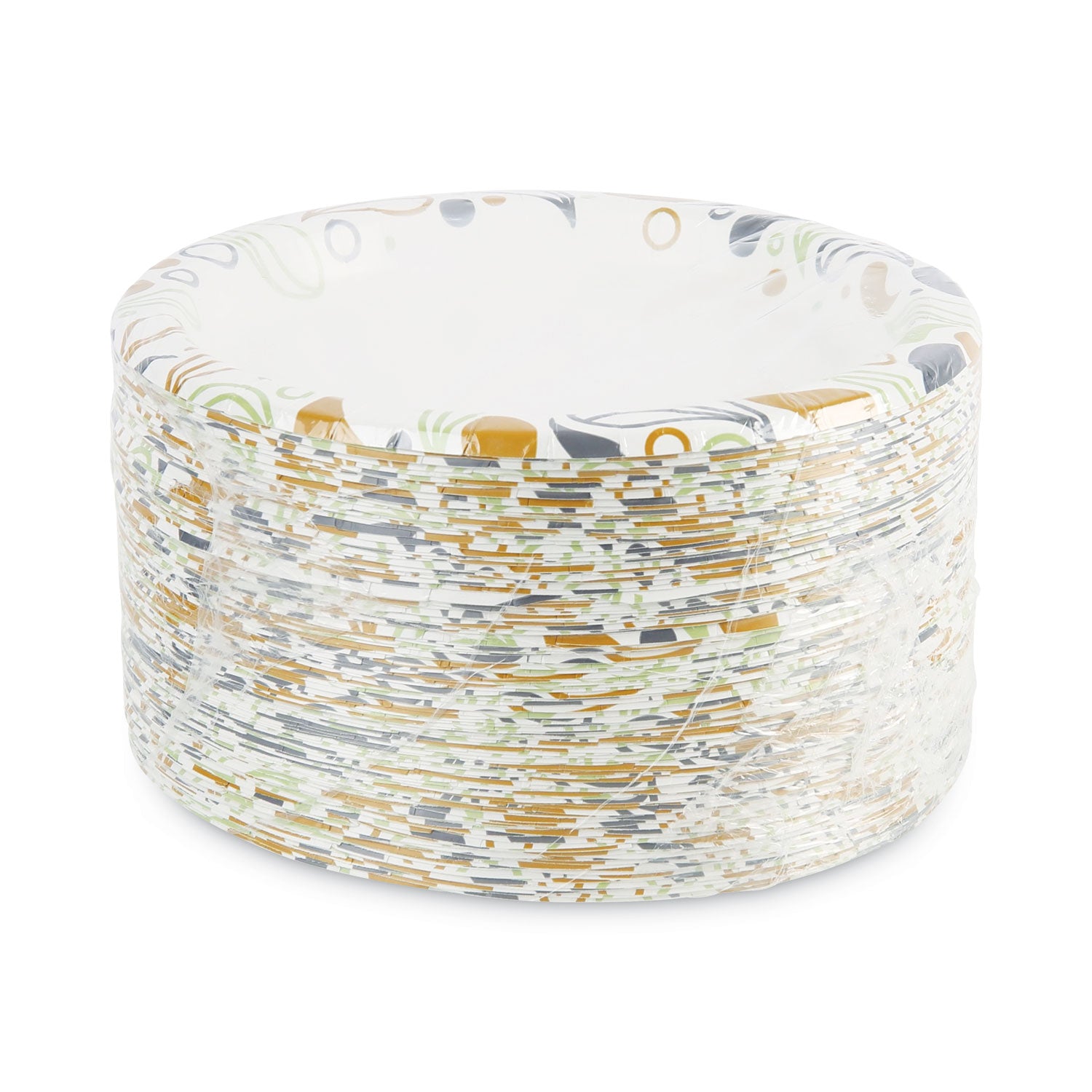 Boardwalk® Deerfield Printed Paper Plates, 9" dia, Coated/Soak Proof, White/Yellow/Green/Purple, 125/Pack, 8 Packs/Carton