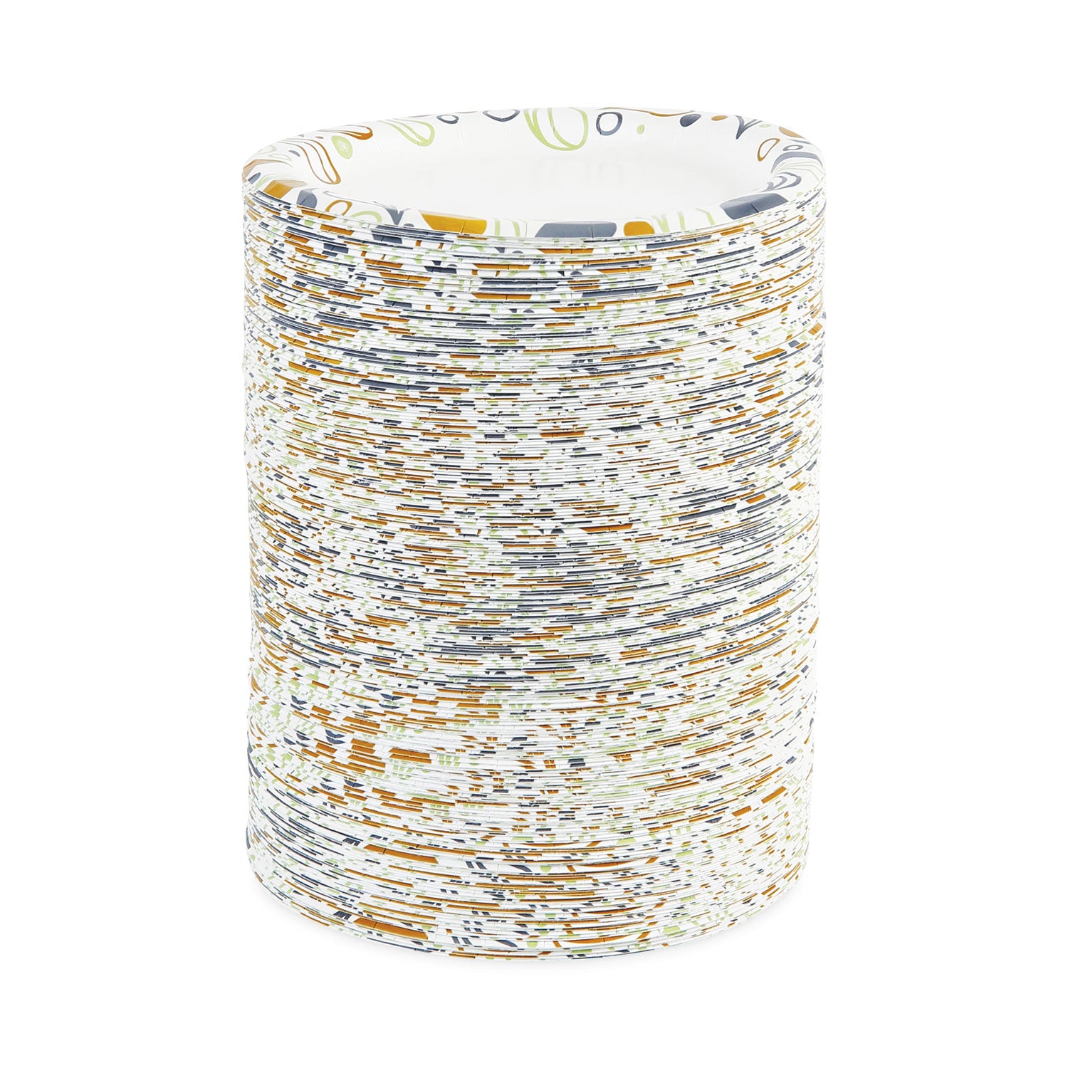 Boardwalk® Deerfield Printed Paper Plates, 6" dia, Coated/Soak Proof, White/Yellow/Green/Purple, 250/Pack, 4 Packs/Carton