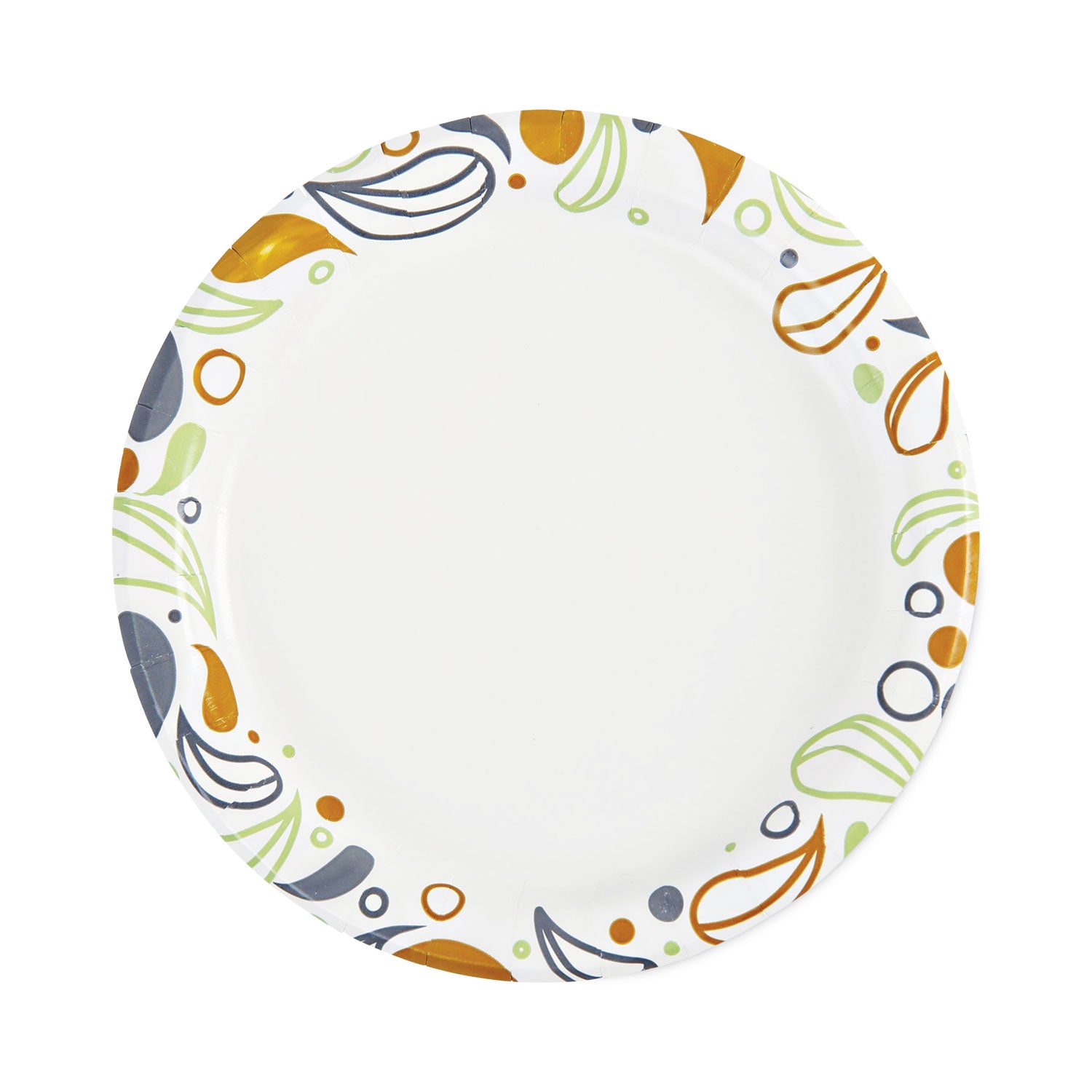 Boardwalk® Deerfield Printed Paper Plates, 6" dia, Coated/Soak Proof, White/Yellow/Green/Purple, 250/Pack, 4 Packs/Carton