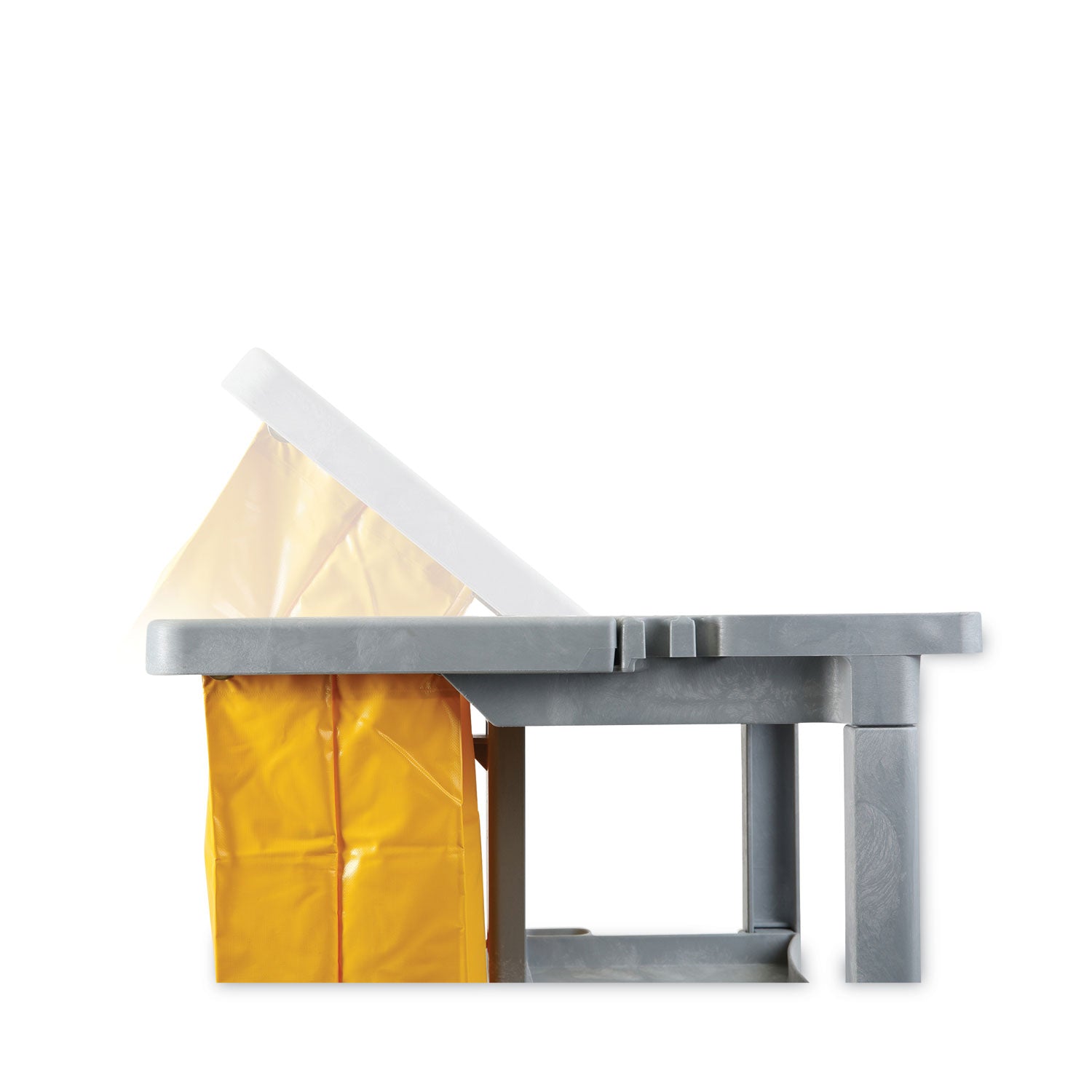 Boardwalk® Janitor's Cart, Plastic, 4 Shelves, 1 Bin, 19" x 45" x 39", Gray