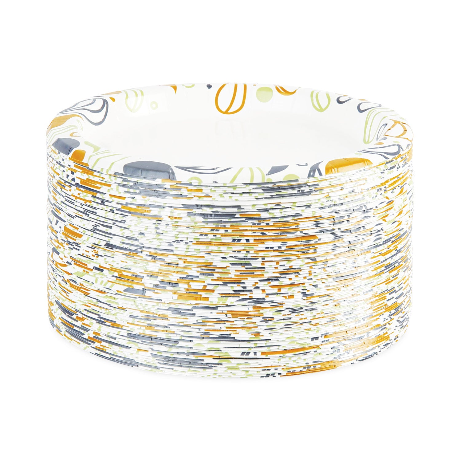 Boardwalk® Deerfield Printed Paper Plates, 9" dia, Coated/Soak Proof, White/Yellow/Green/Purple, 125/Pack, 8 Packs/Carton