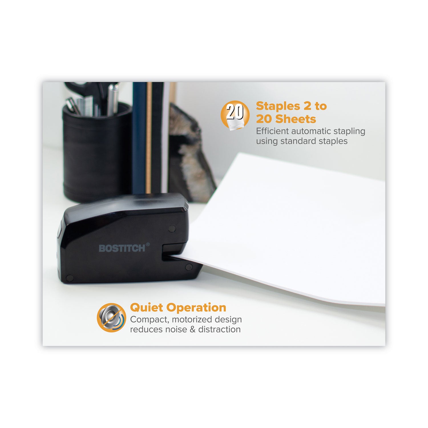 Bostitch® Mds20 Portable Electric Stapler, 20-Sheet Capacity, Black