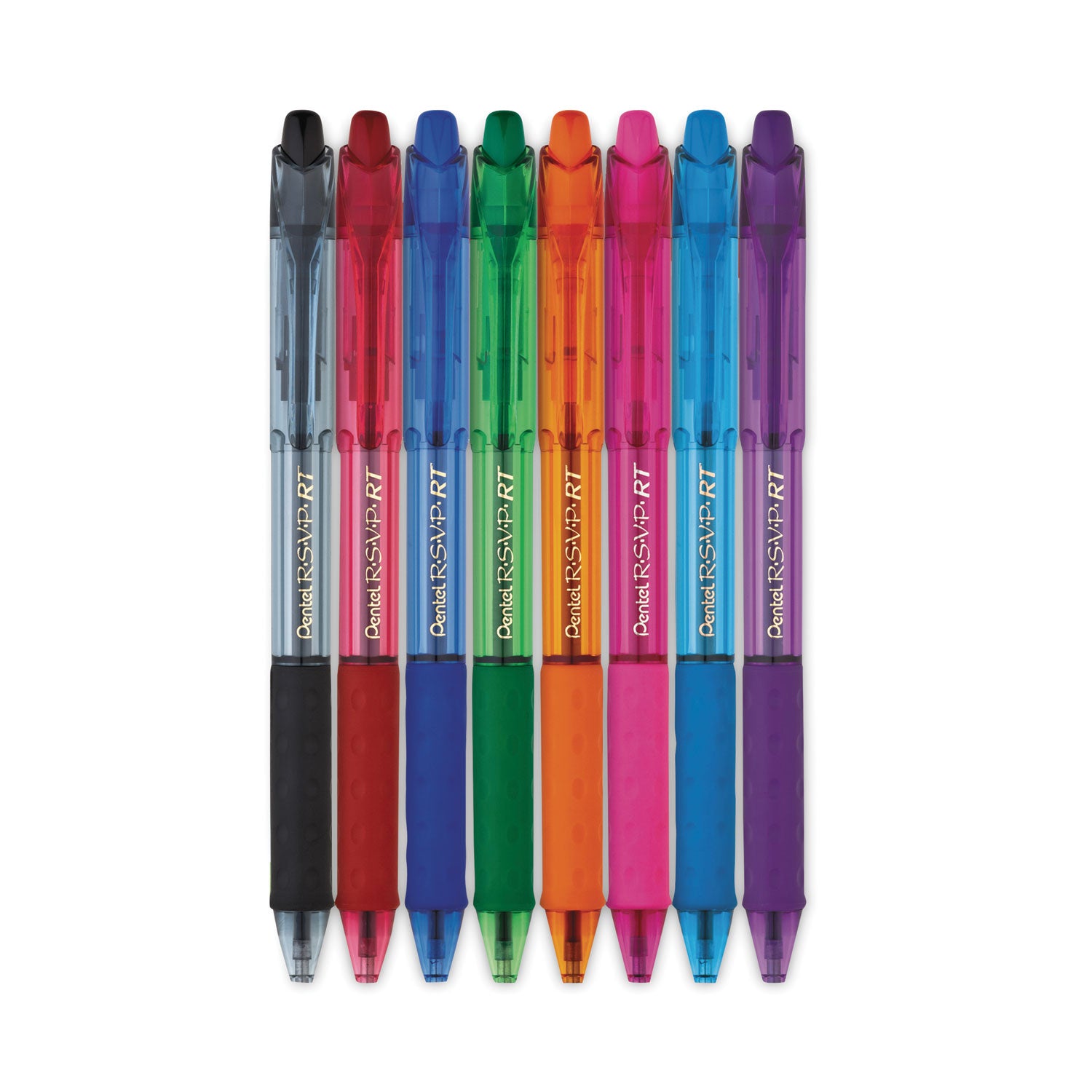 Pentel® R.s.v.p. Rt Ballpoint Pen, Retractable, Medium 1 Mm, Assorted Ink Colors, Clear Barrel, 8/pack