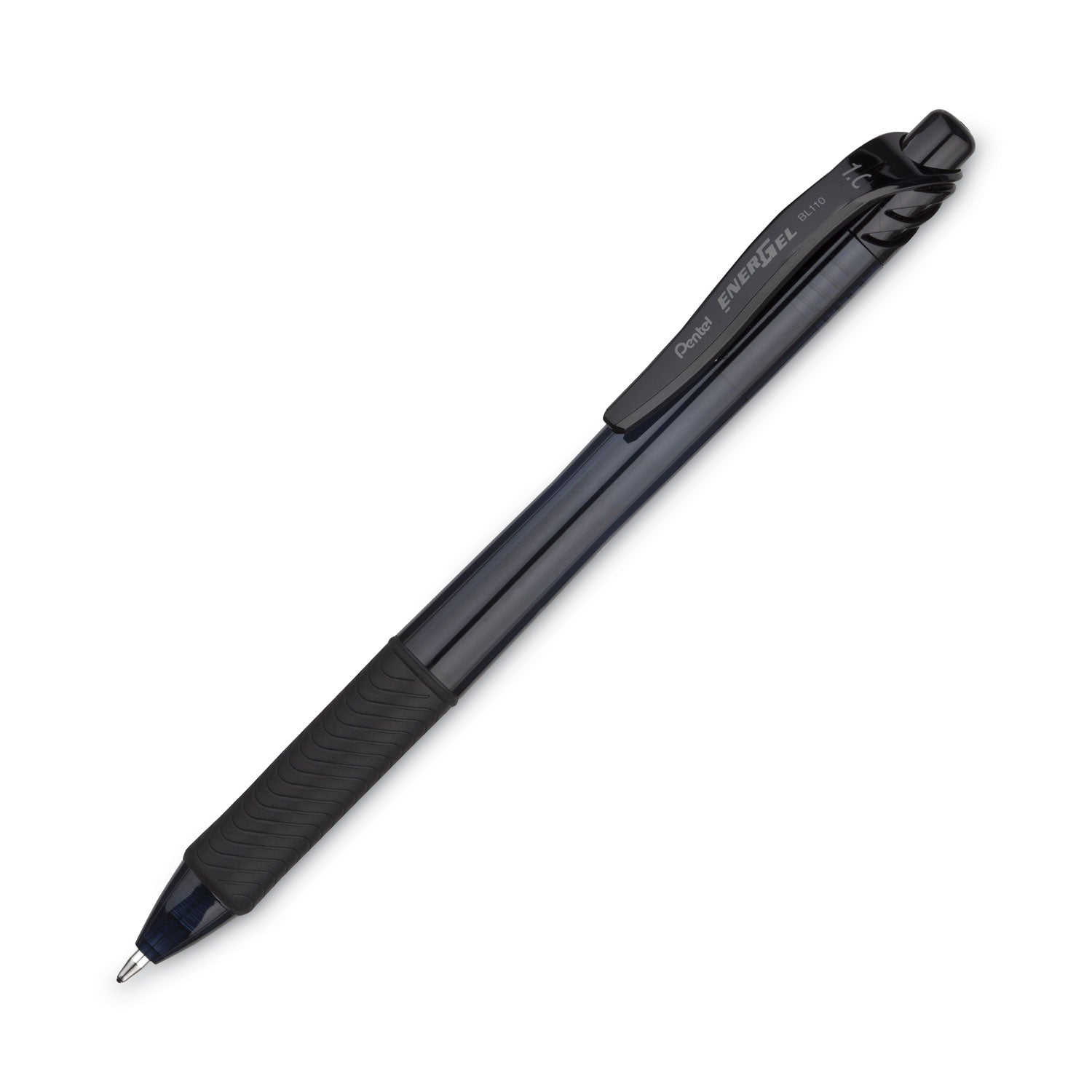 Pentel® EnerGel-X Gel Pen, Retractable, Bold 1 mm, Black Ink, Smoke/Black Barrel, Dozen