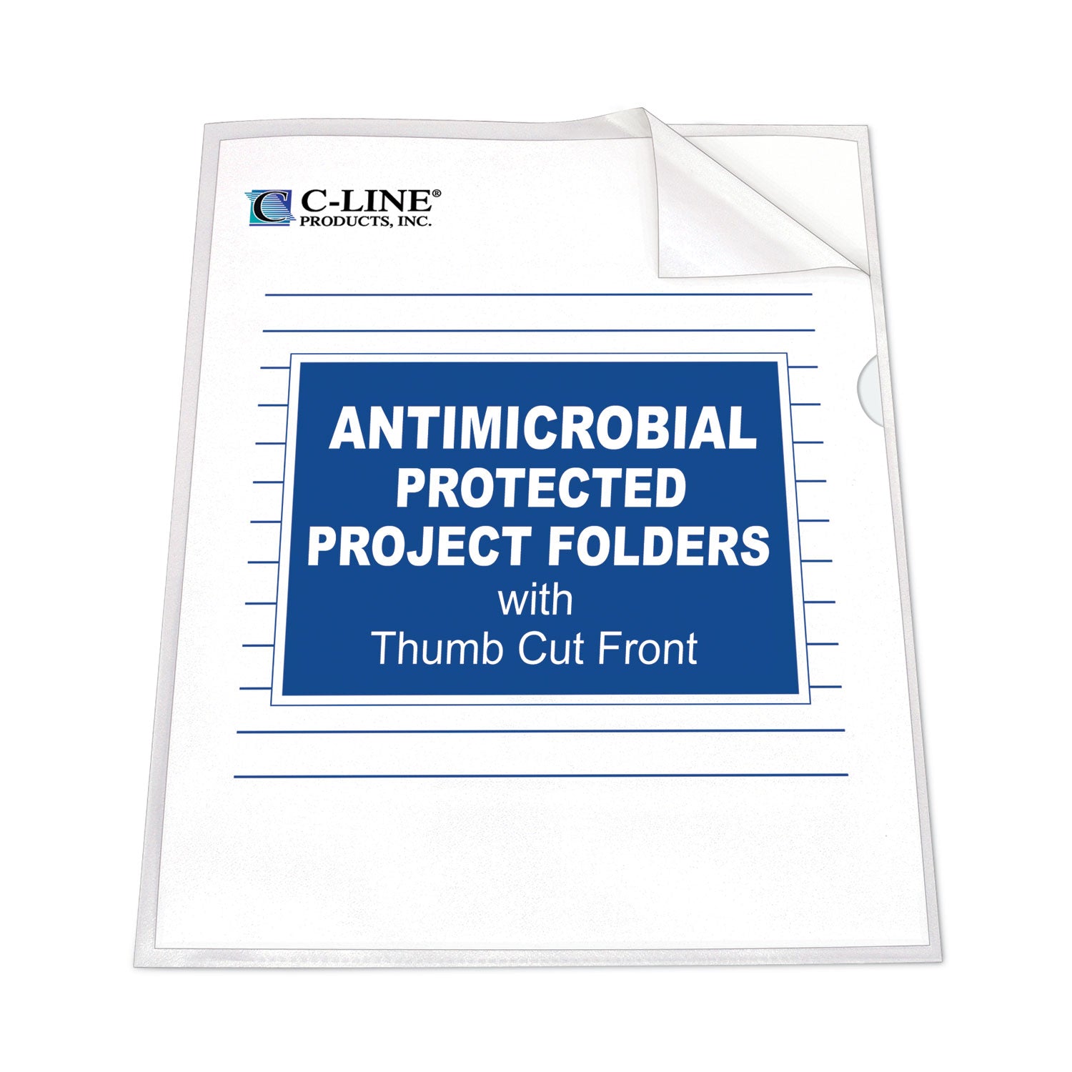 C-Line® Antimicrobial Protected Poly Project Folders, Letter Size, Clear, 25/box
