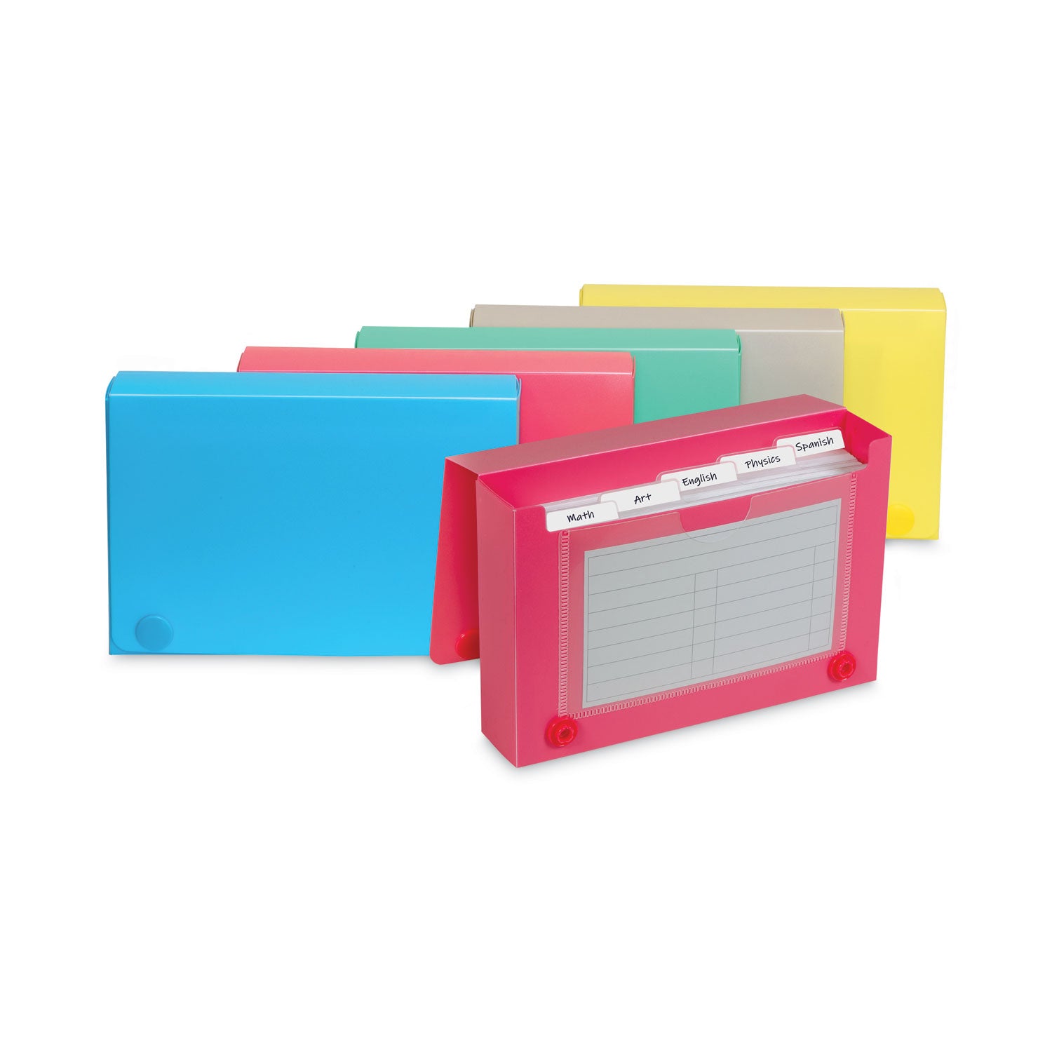 C-Line® Index Card Case, Holds 100 3 X 5 Cards, 5.38 X 1.25 X 3.5, Polypropylene, Assorted Colors