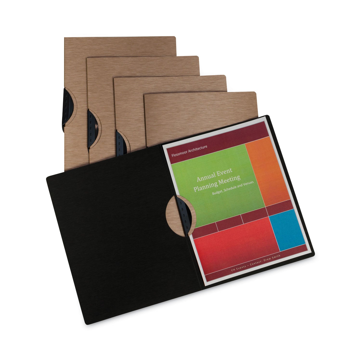 C-Line® Modern Metallic Executive Style Report Cover, Swing Clip, 8.5 x 11, Bronze/Bronze, 5/Pack